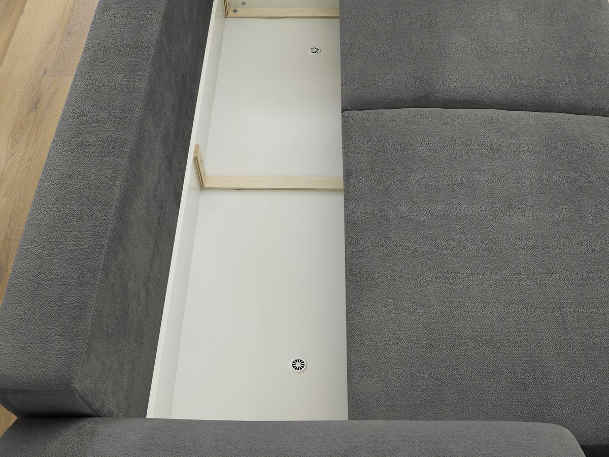 Bobochic Lucien Schlafsofa 4-Sitzer mit Bettkasten und Pouf Stoff Dunkelgrau