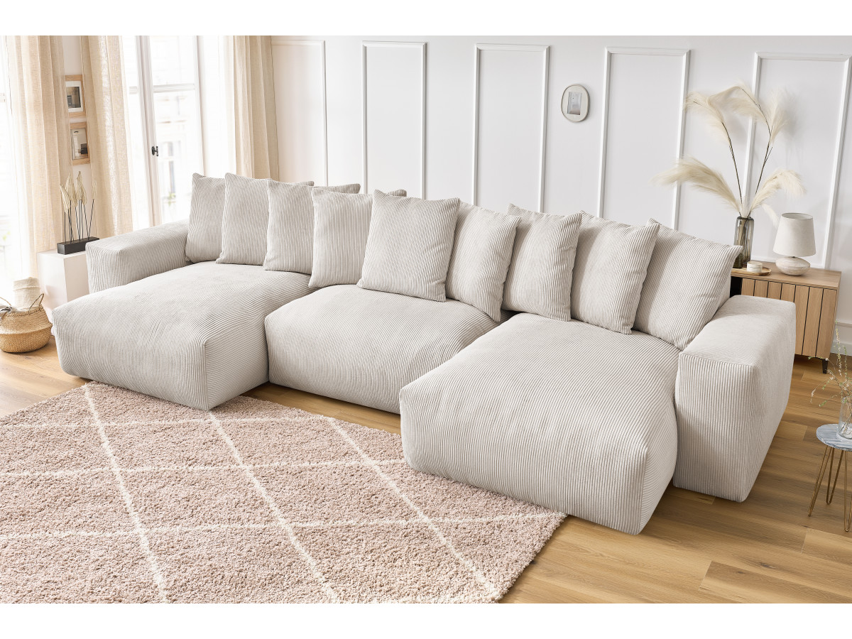 Bobochic Voltaire Wohnlandschaft 420 × 174 cm Cordsamt Beige