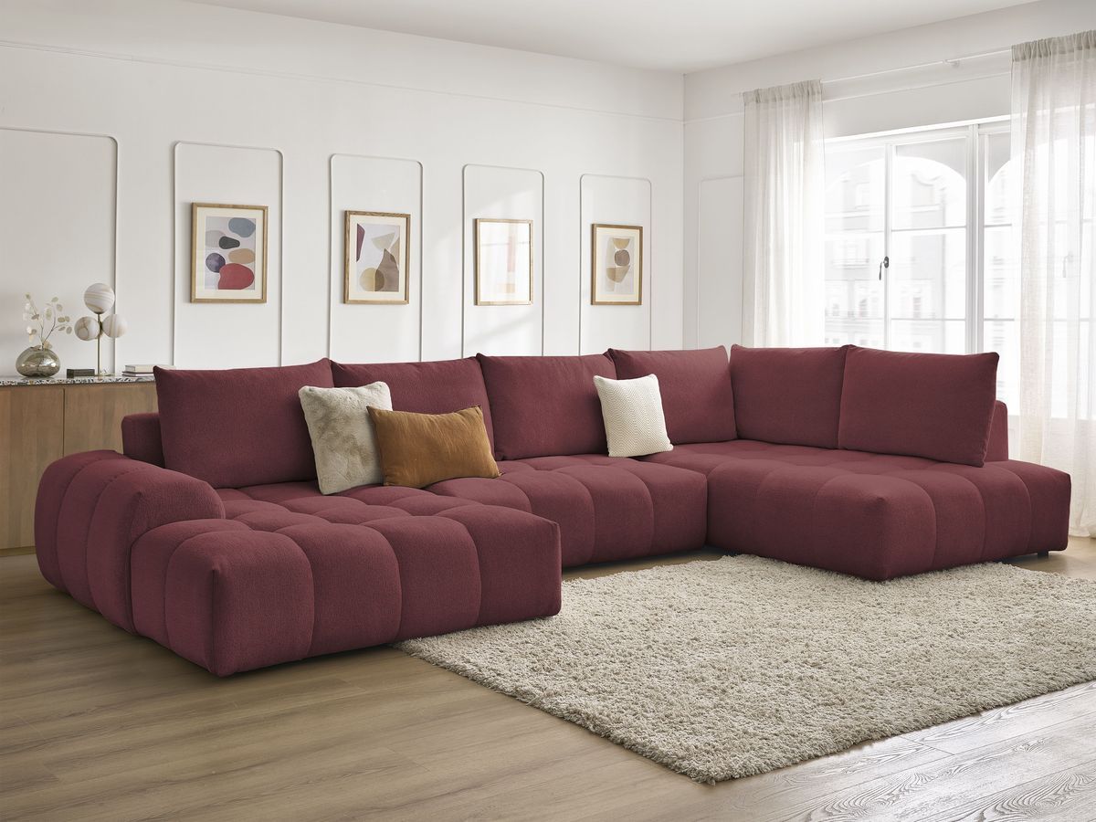 Bobochic Everest Wohnlandschaft, 6 Kissen Melange-Stoff Rot Ecke links