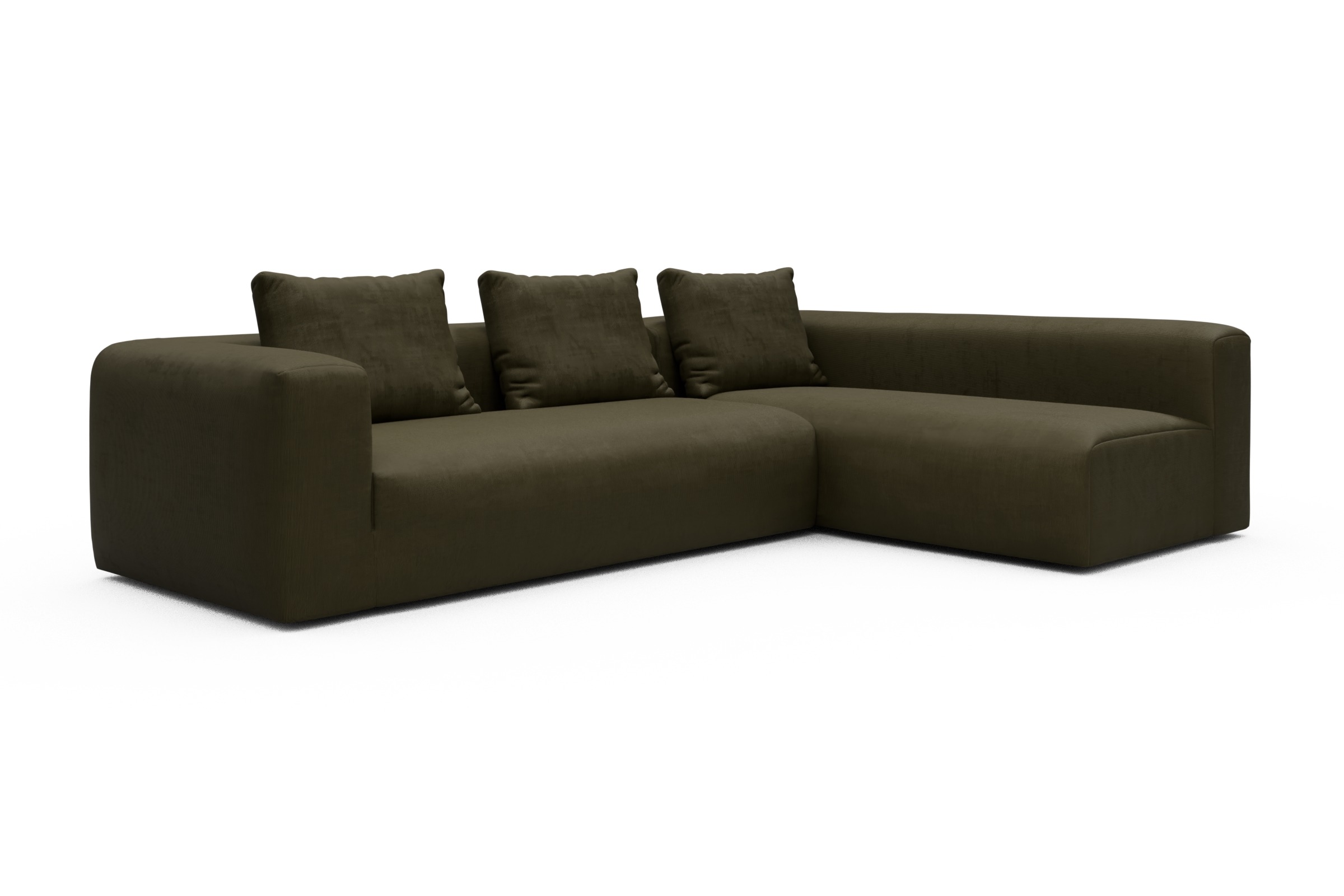 Ecksofa Fred 2x 2,5-Sitzer rechts offen Cordufine-Pine-Green