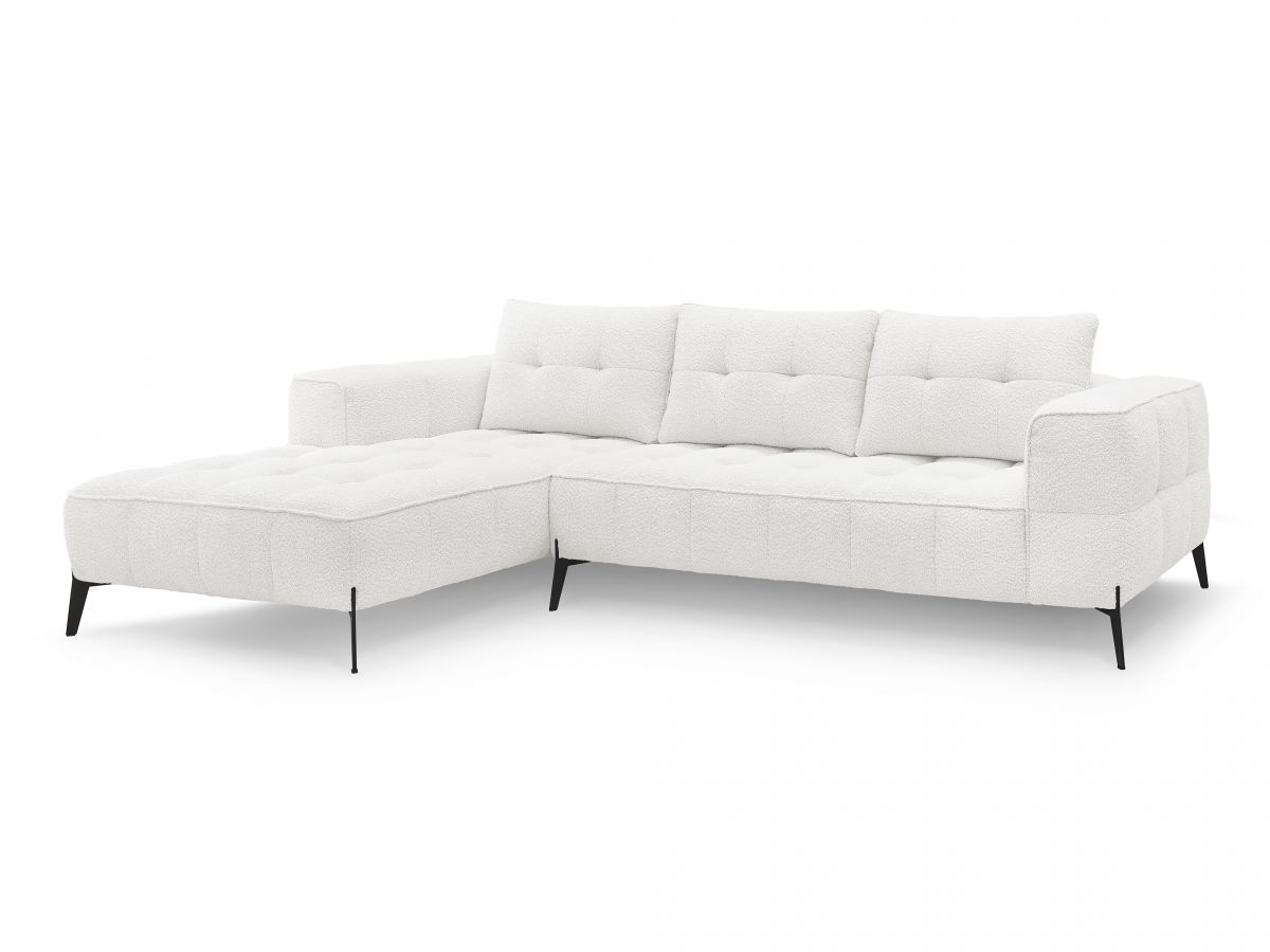 Bobochic Anis Ecksofa Bouclé-Stoff Weiß Ecke links