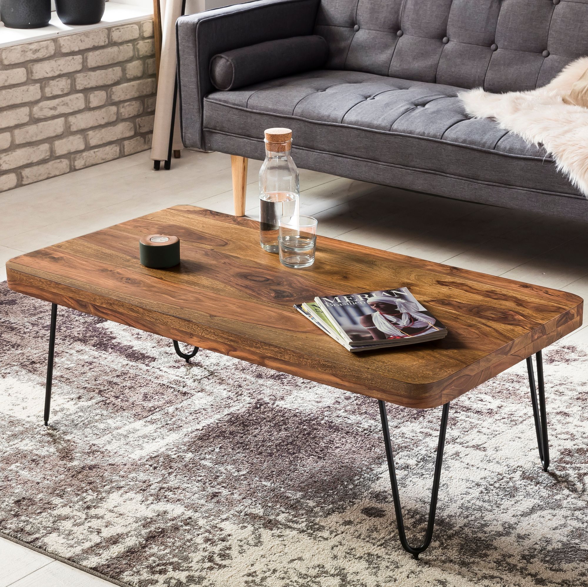 Couchtisch Agdenes Massivholz Sheesham 115 × 60 × 40 cm