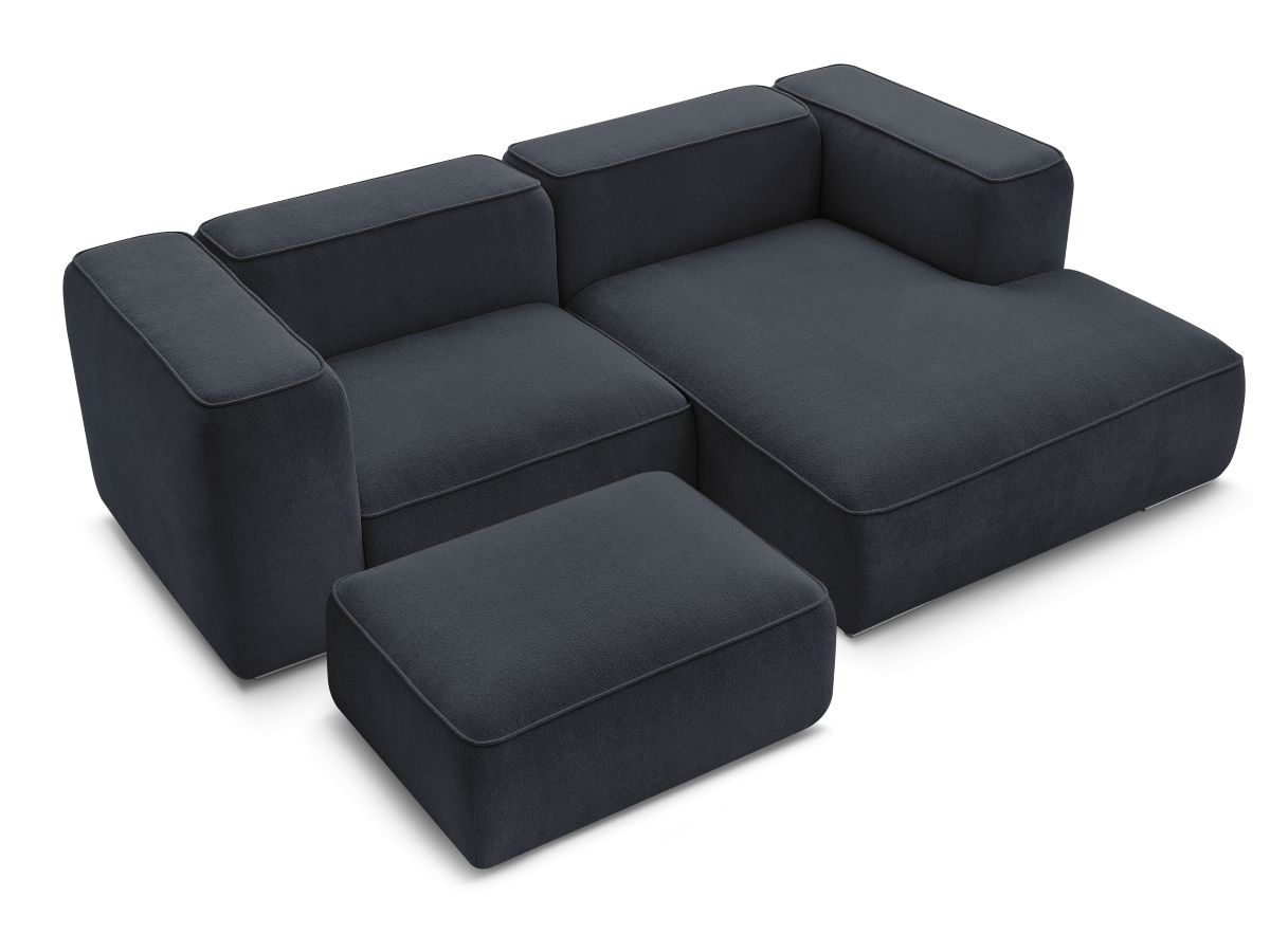 Bobochic Zephyr Ecksofa mit Pouf 260 × 165 cm Strukturstoff Dunkelblau Ecke rechts