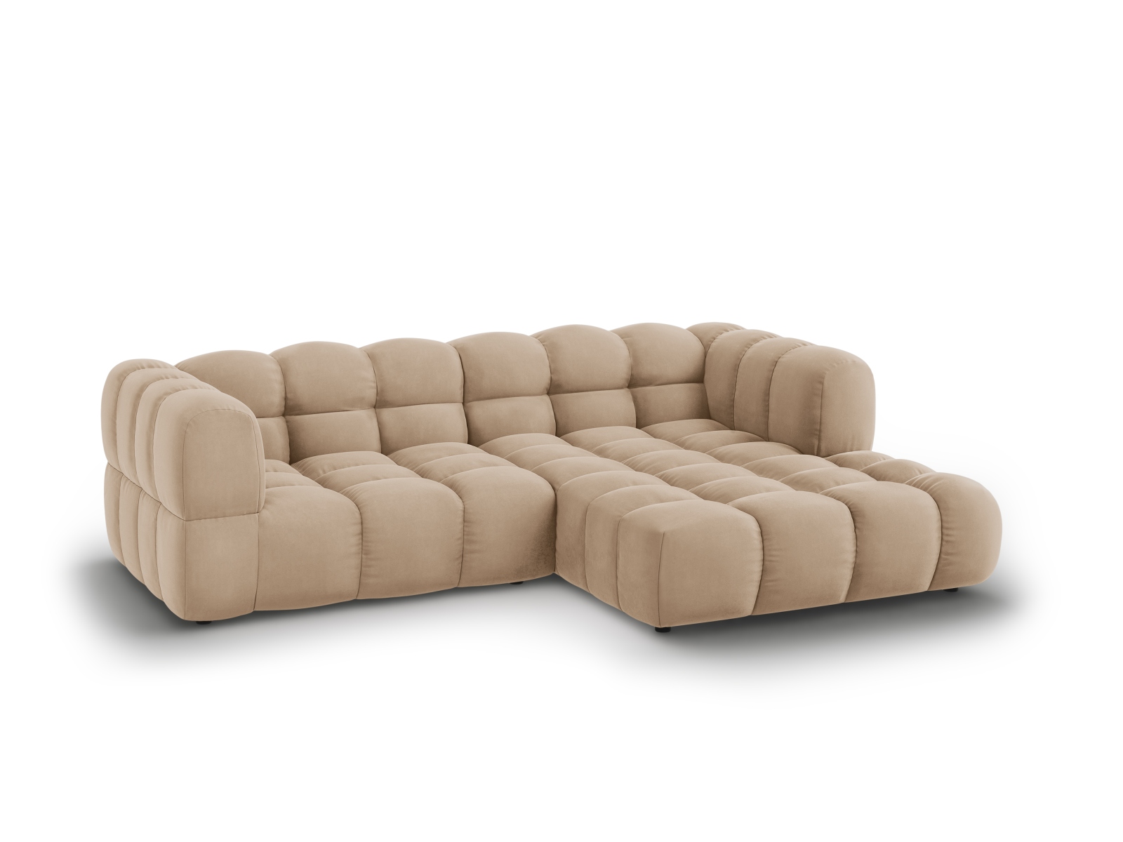 Cosmopolitan Design Ecksofa Sky 3-Sitzer Samt Casino Mandelbeige Rechts