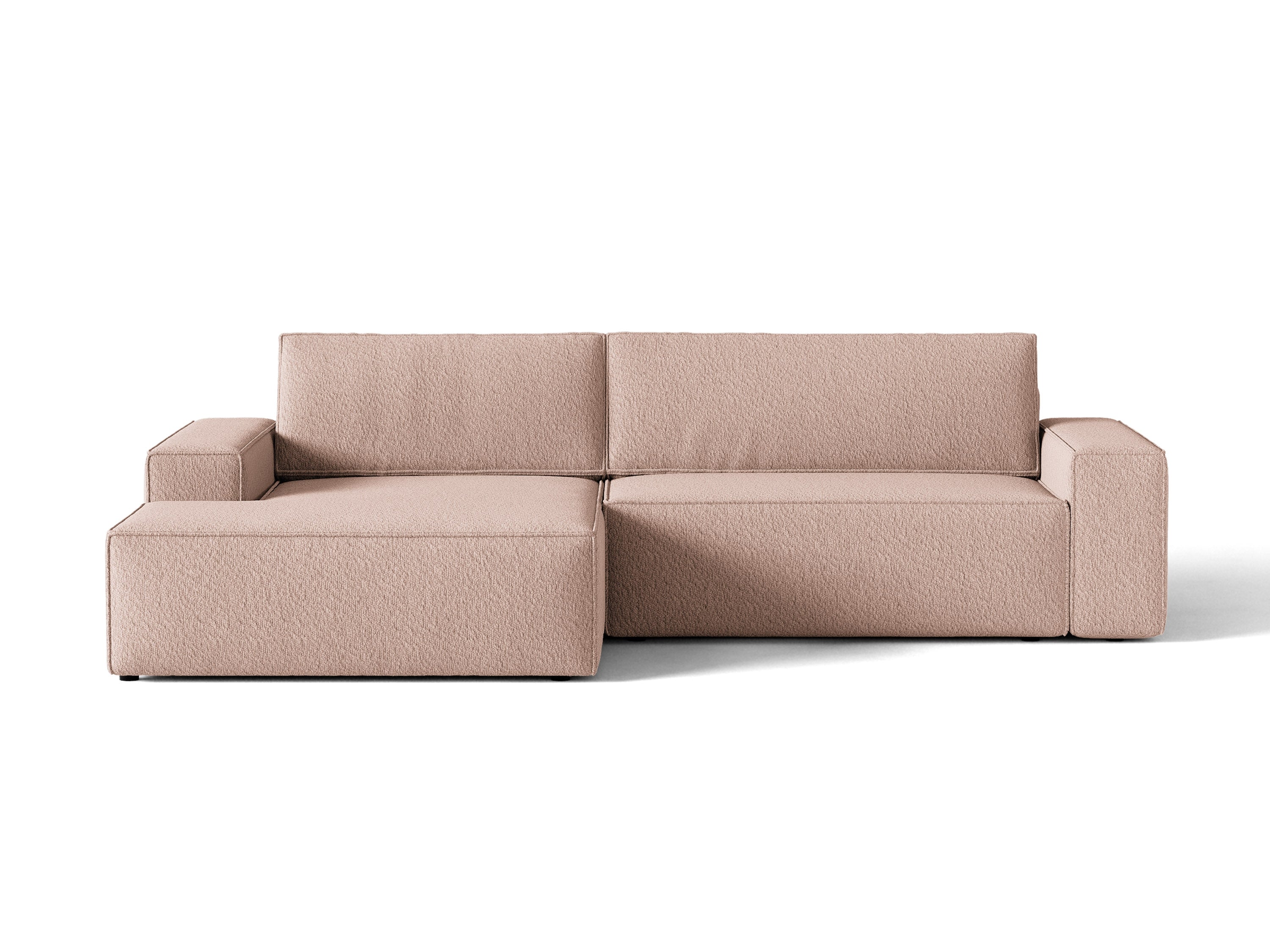 Micadoni Schlaf-Ecksofa Jodie 3-Sitzer Boucle Baloo Puderrosa Links