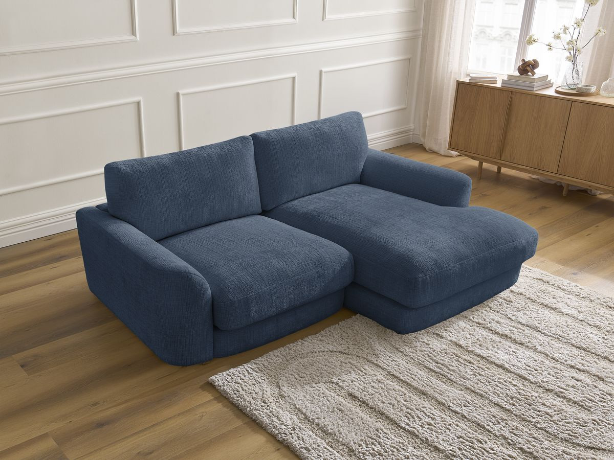 Bobochic Leonore Ecksofa Strukturstoff Dunkelblau Ecke rechts