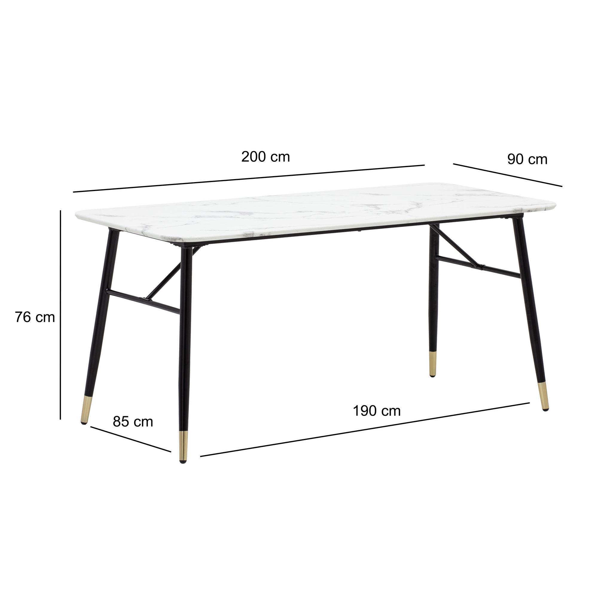 Esstisch Gaupen Marmoroptik Weiß 200 × 90 × 76 cm