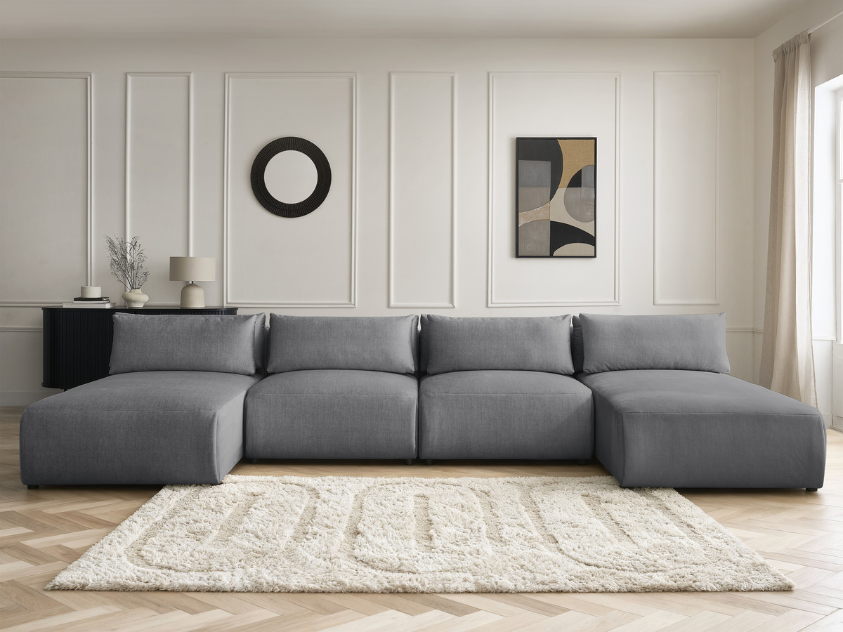 Bobochic Jana Wohnlandschaft Samt Dunkelgrau