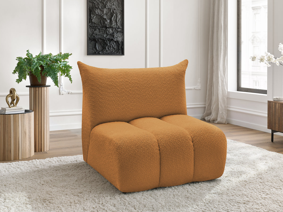 Bobochic Azra Sofamodul 1-Sitzer 90 × 112 cm Bouclé-Stoff Gelb