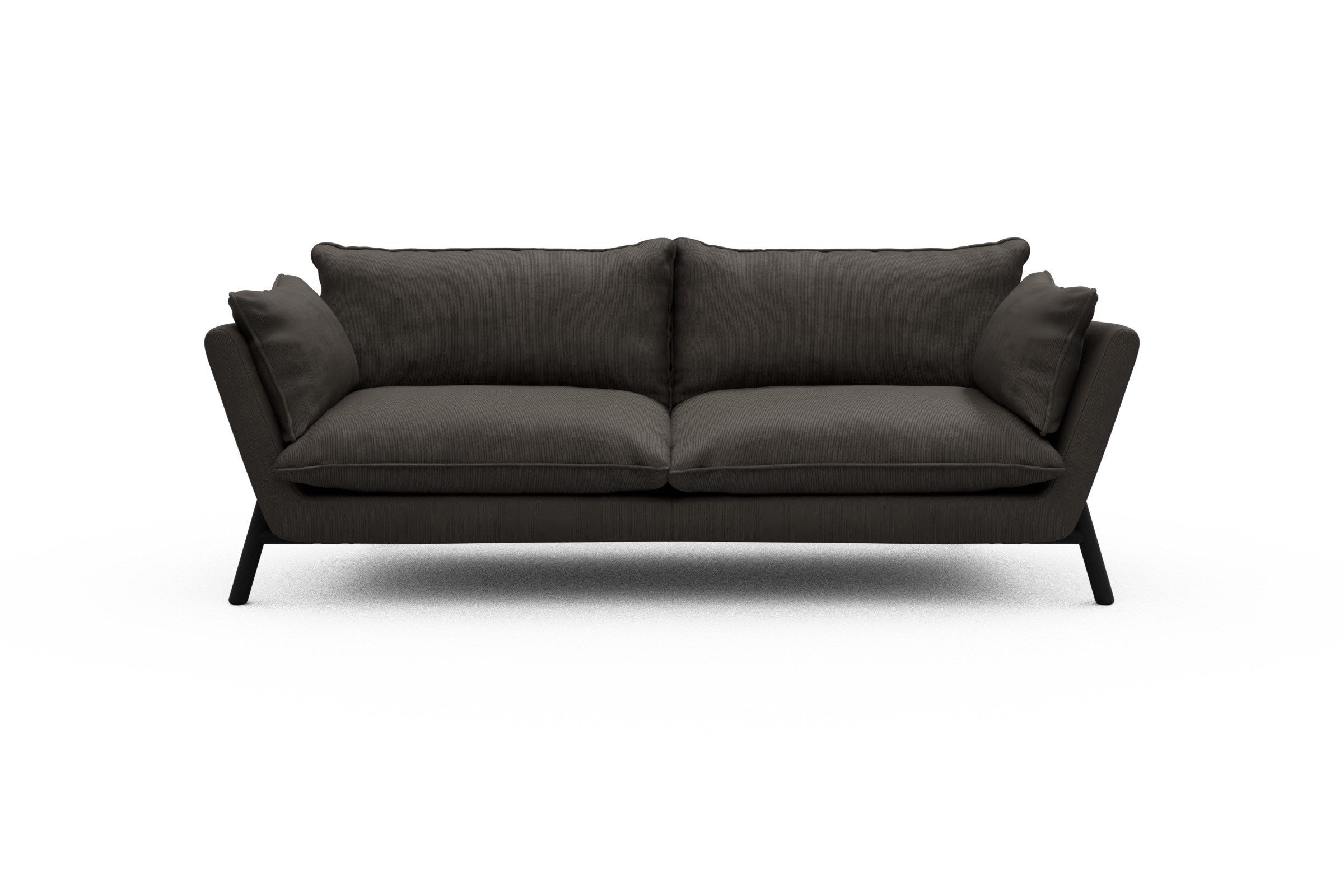 Skandi Home Sofa Emil PREMIUM 3-Sitzer Beinfarbe Eiche Schwarz Cordufine-Taupe moebelfaktor