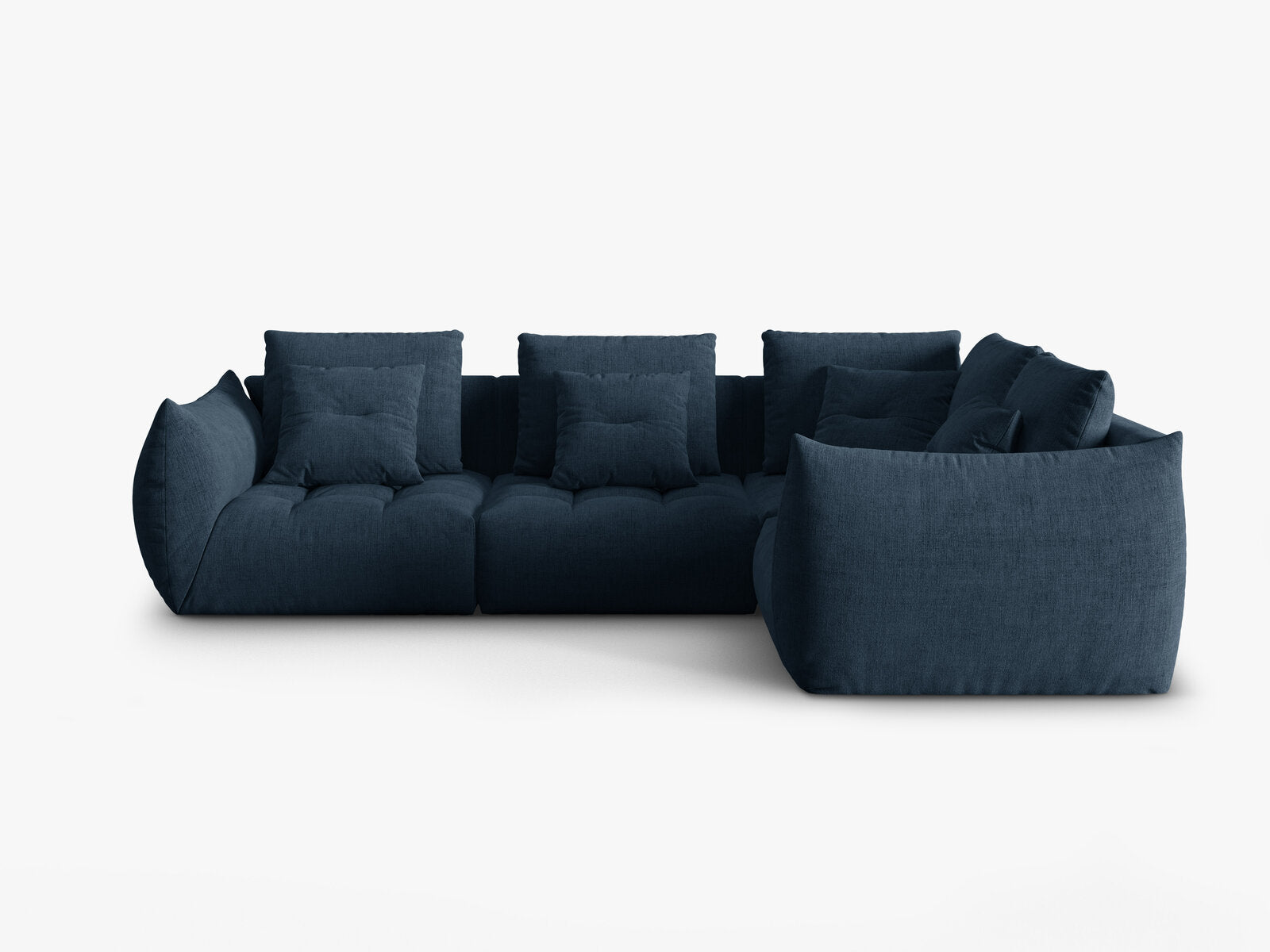 Micadoni Ecksofa Bloom 4-Sitzer Strukturierter Stoff Wind Marineblau Rechts