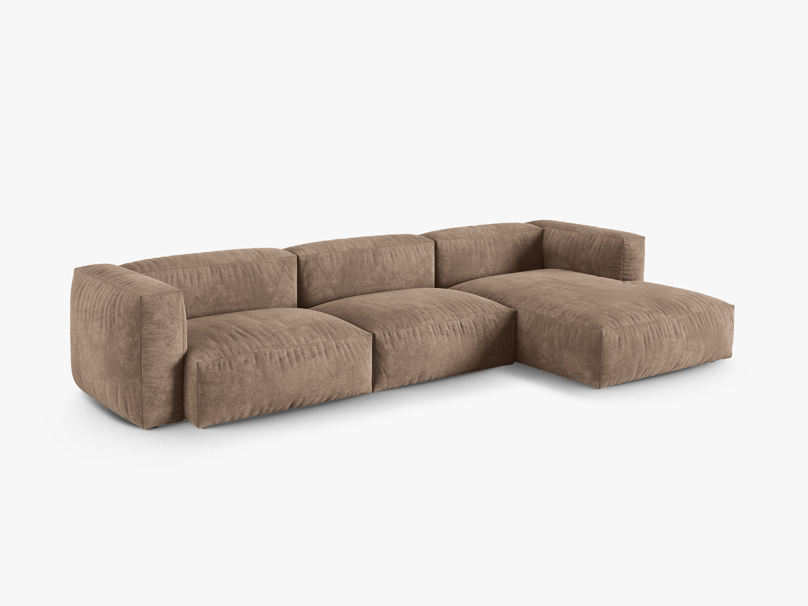 Micadoni Ecksofa Martina 3-Sitzer 90cm Sitztiefe Rechts Samt Vogue Dunkelbeige