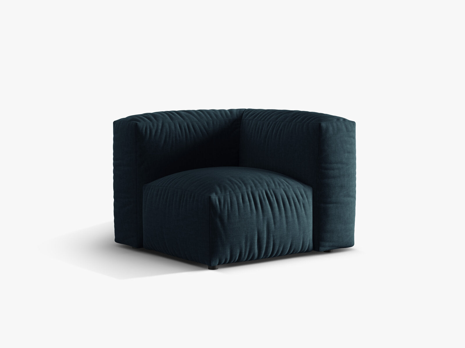 Micadoni Eckmodul Martina 1-Sitzer Klein Strukturierter Stoff Boston Jeansblau