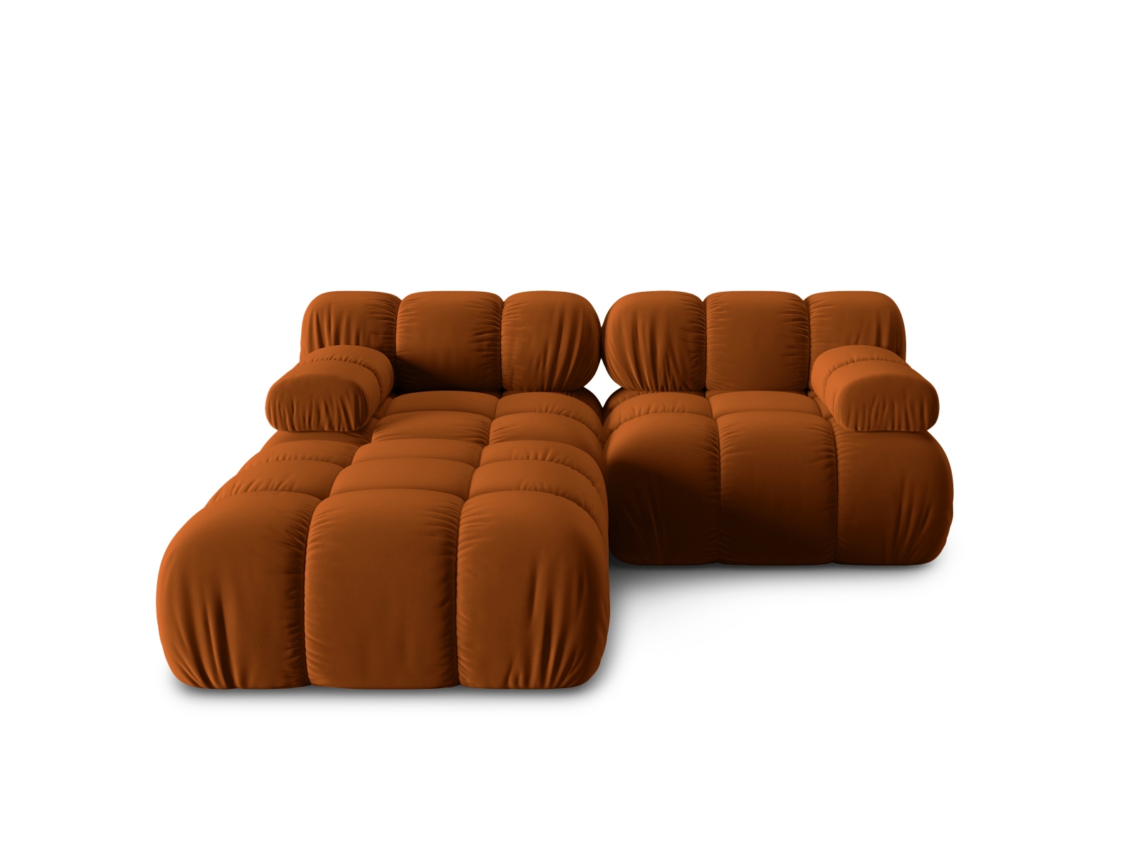 Micadoni Modulares Sofa Bellis 3-Sitzer mit flachem Modul Samt Bluvel Terrakotta