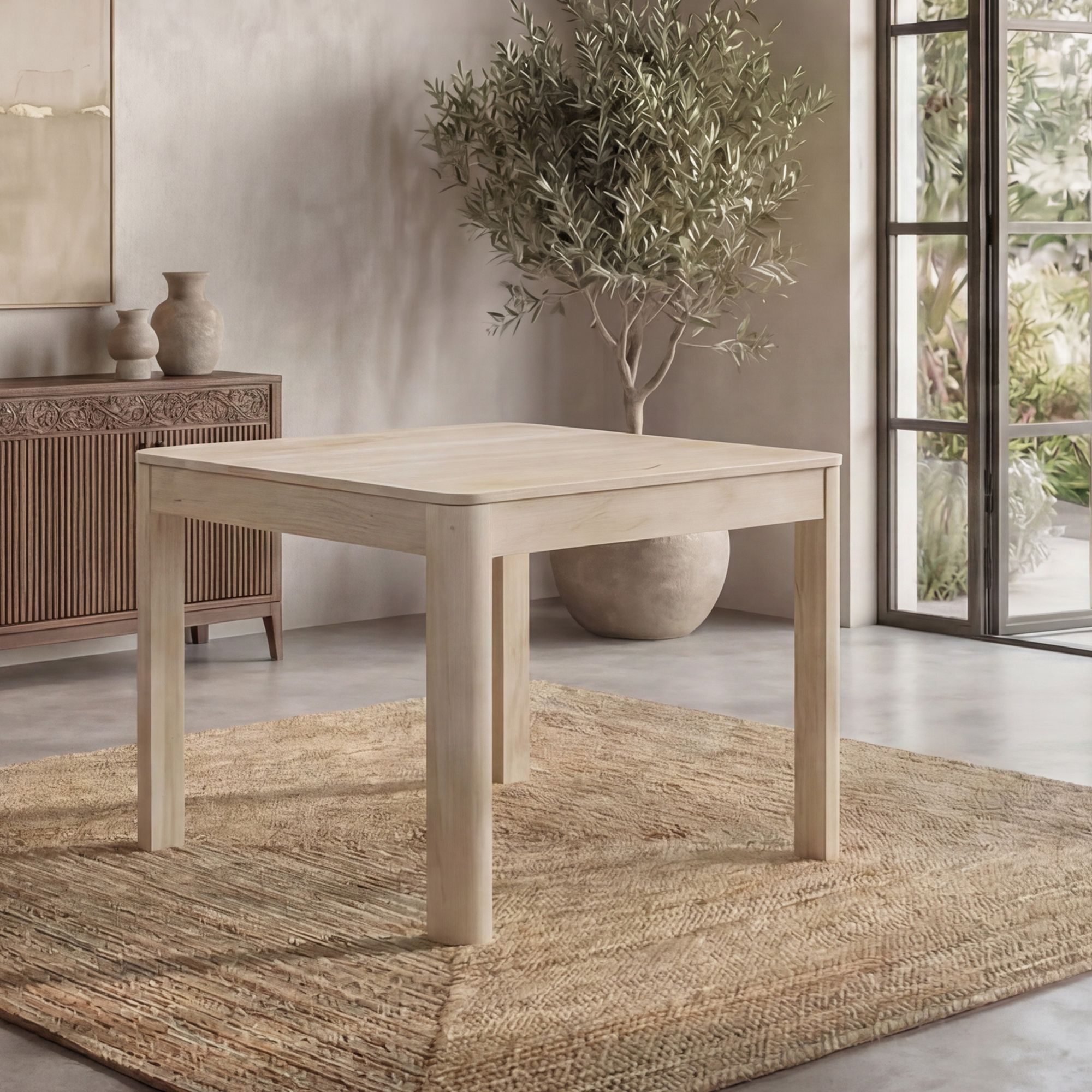 Esstisch Nesset Mango Massivholz Weiß 80 × 80 × 76 cm