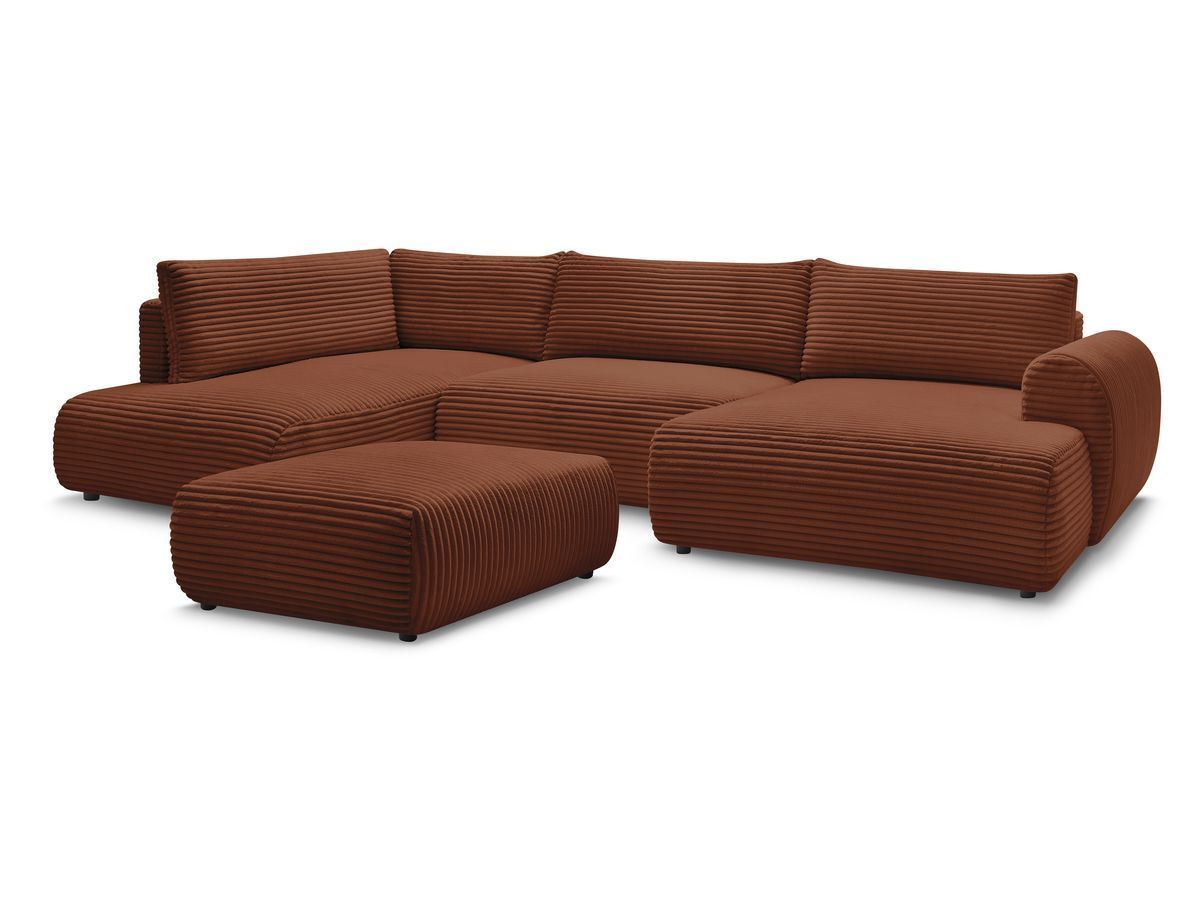 Bobochic Lucien Wohnlandschaft mit Pouf Breitcord weich Orange Ecke rechts