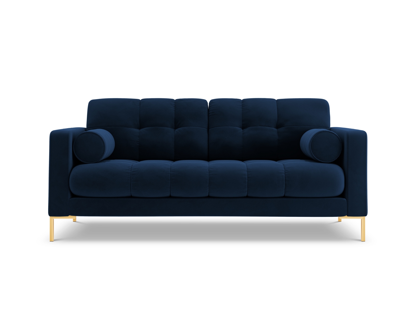 Cosmopolitan Design Sofa Bali 2-Sitzer Samt Bluvel Königsblau Beine Gold