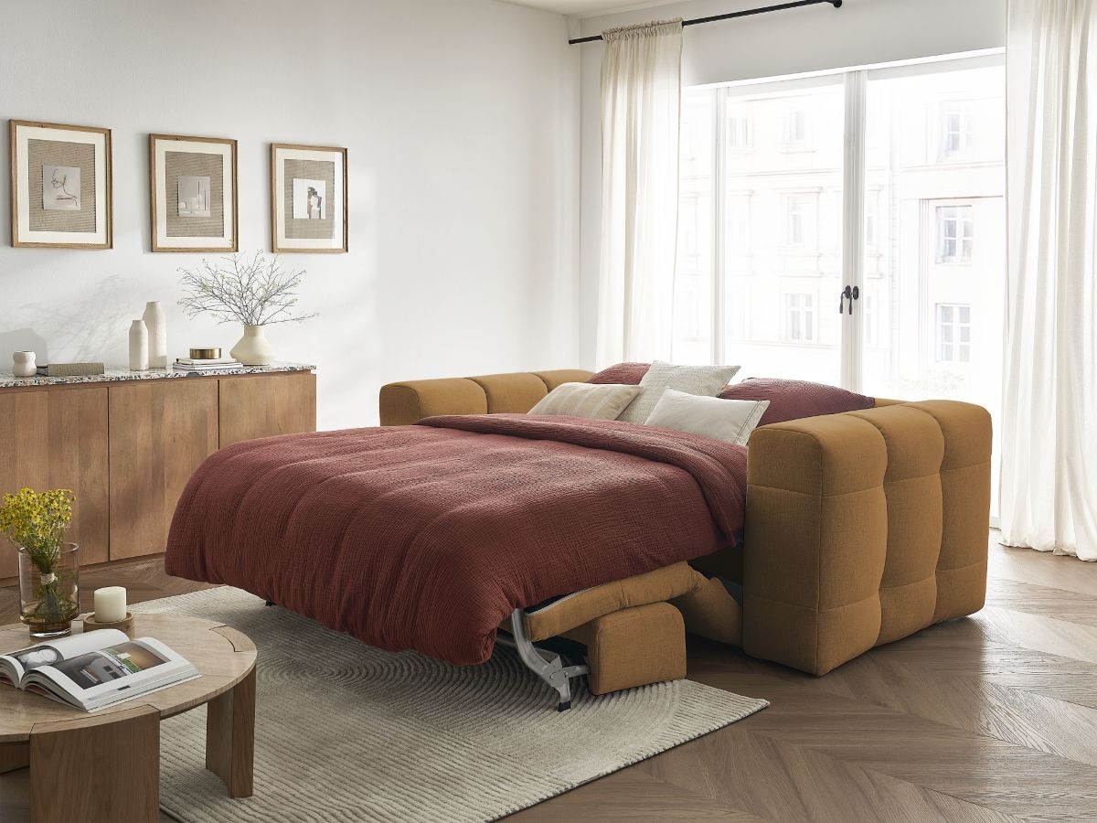Bobochic Cloud Schlafsofa 3-Sitzer Stoff Gelb