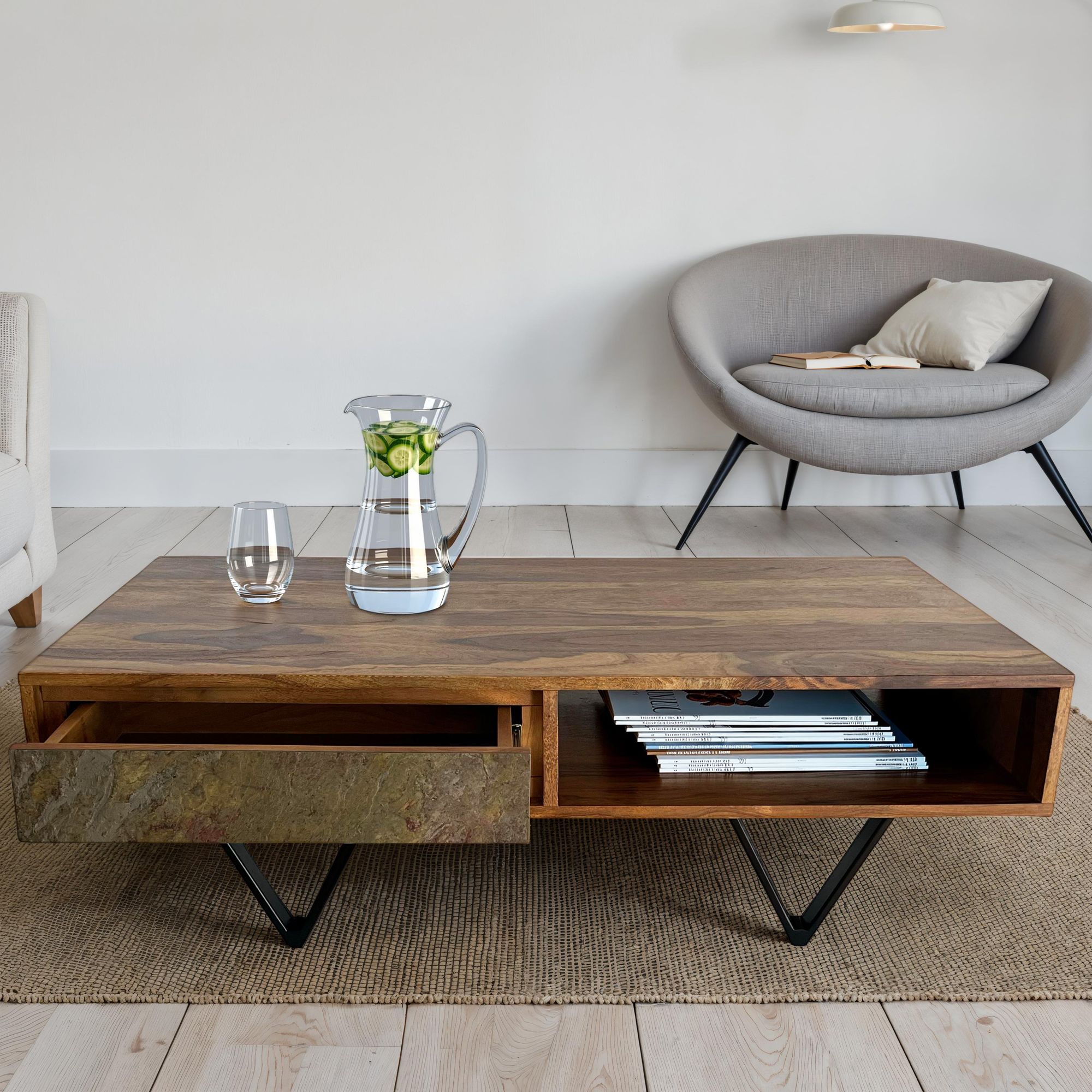 Couchtisch Hamaroy Sheesham Massivholz 115 × 60 × 38 cm