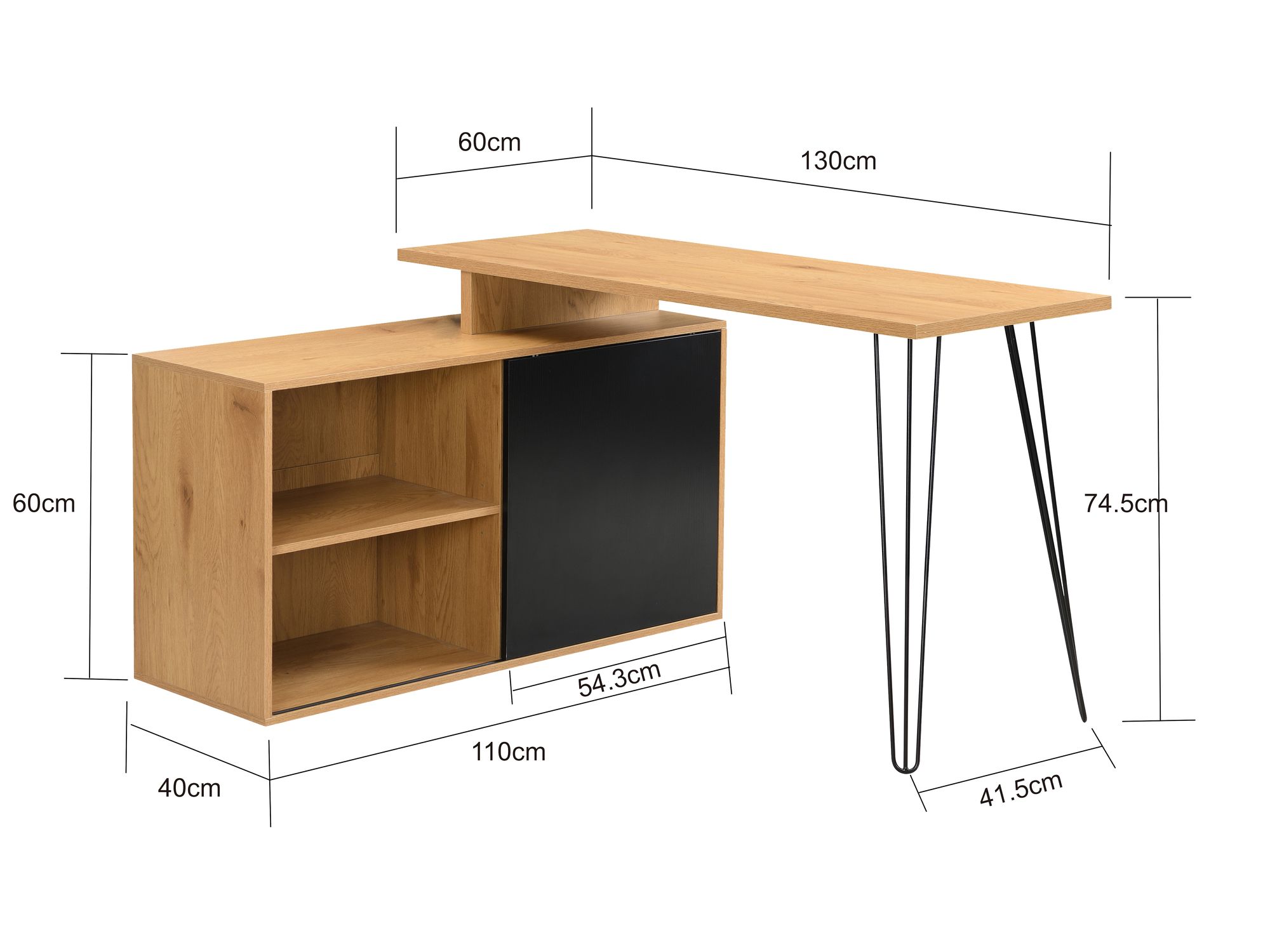 Schreibtisch Sorumsand Braun 130 × 110 × 74,5 cm
