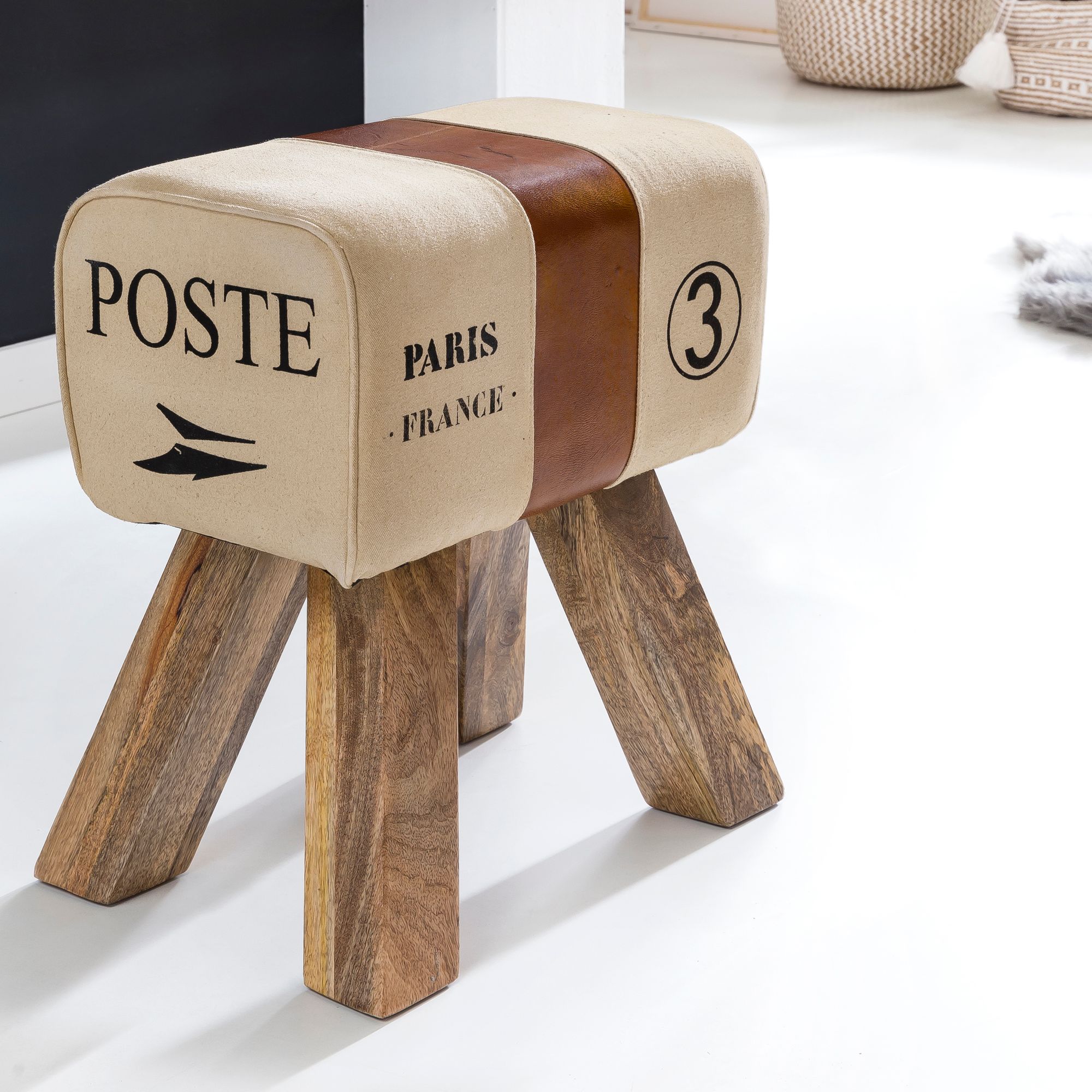 Sitzhocker Dalvik Stoff Braun 40 × 30 × 47 cm