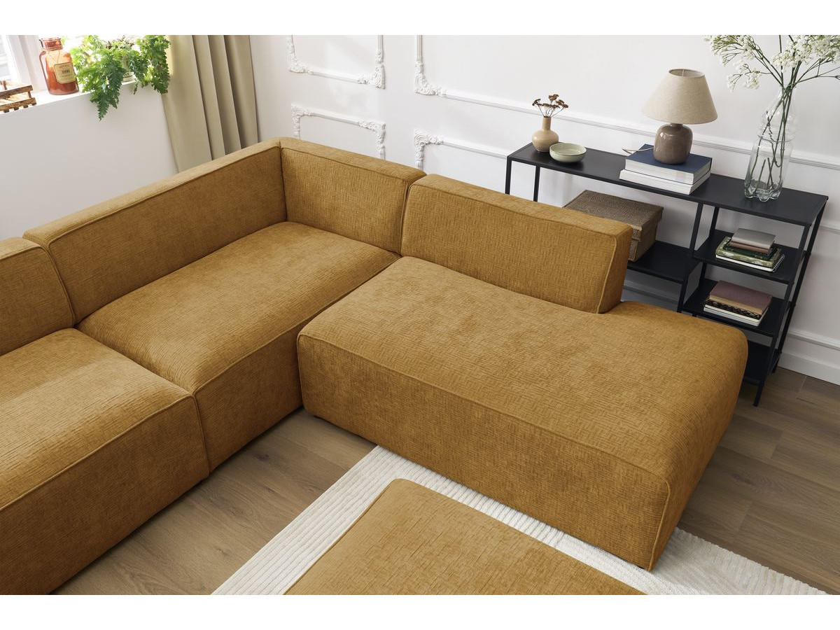 Bobochic Megeve Wohnlandschaft mit Pouf Strukturstoff Gelb Ecke links