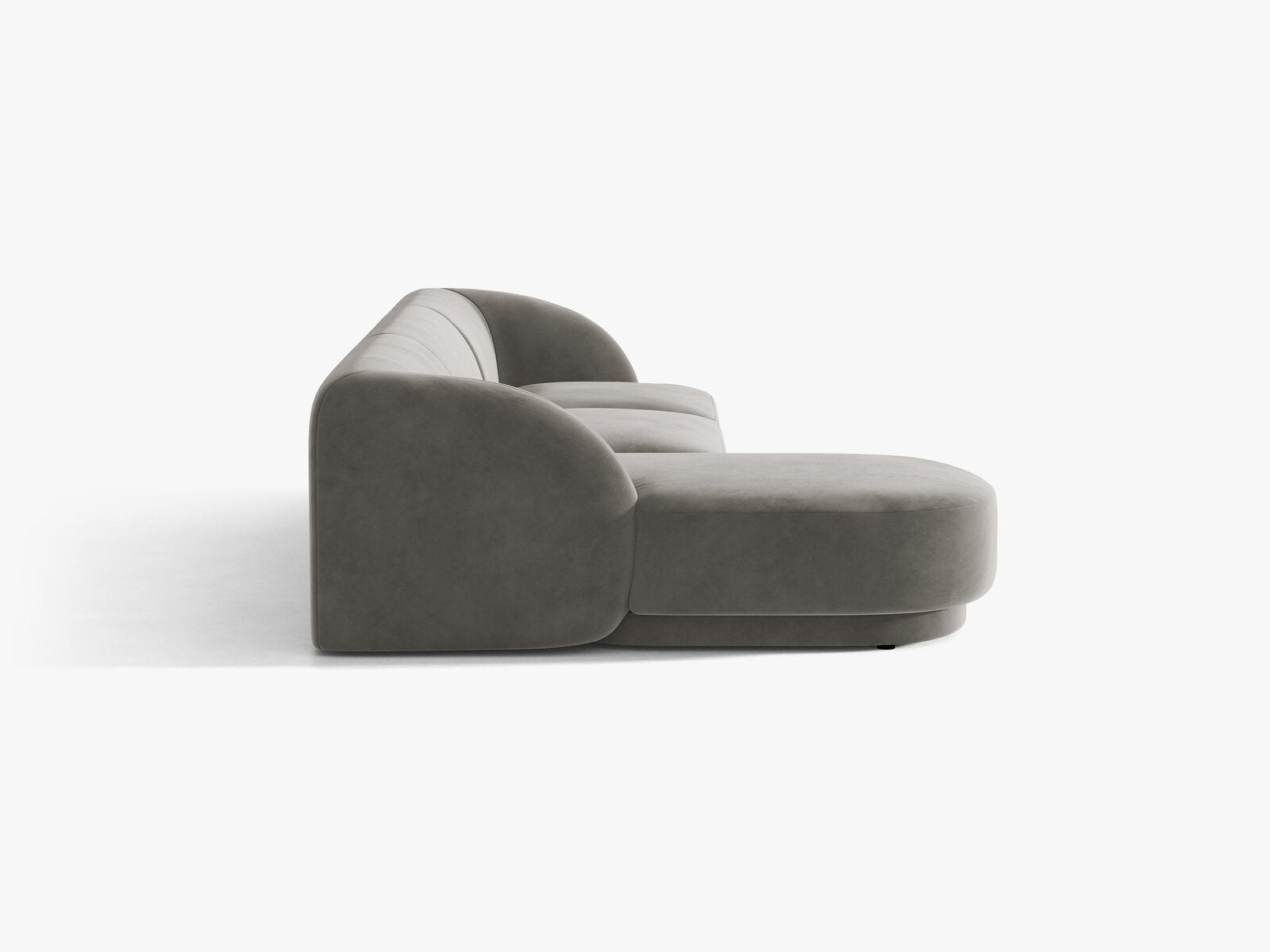 Micadoni Ecksofa Miley 4-Sitzer Links Samt Bluvel Hellgrau