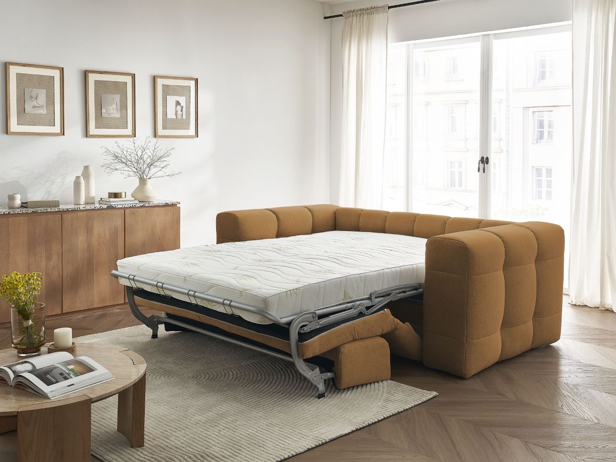 Bobochic Cloud Schlafsofa 3-Sitzer Stoff Gelb