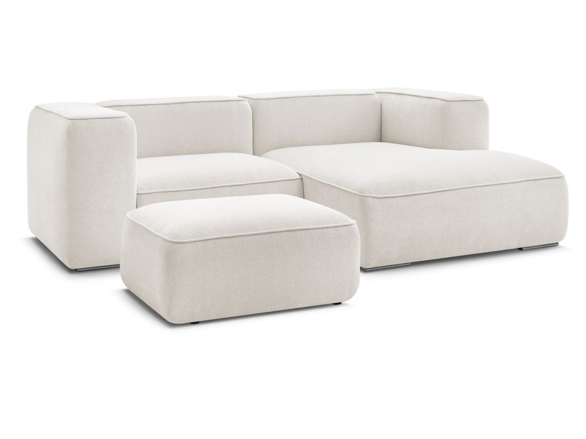 Bobochic Zephyr Ecksofa mit Pouf 260 × 165 cm Strukturstoff Weiß Ecke rechts