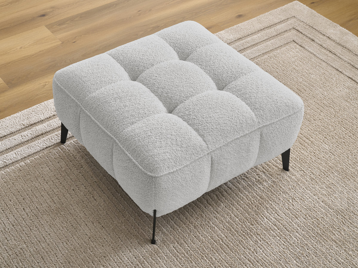 Bobochic Anis Pouf Bouclé-Stoff Hellgrau
