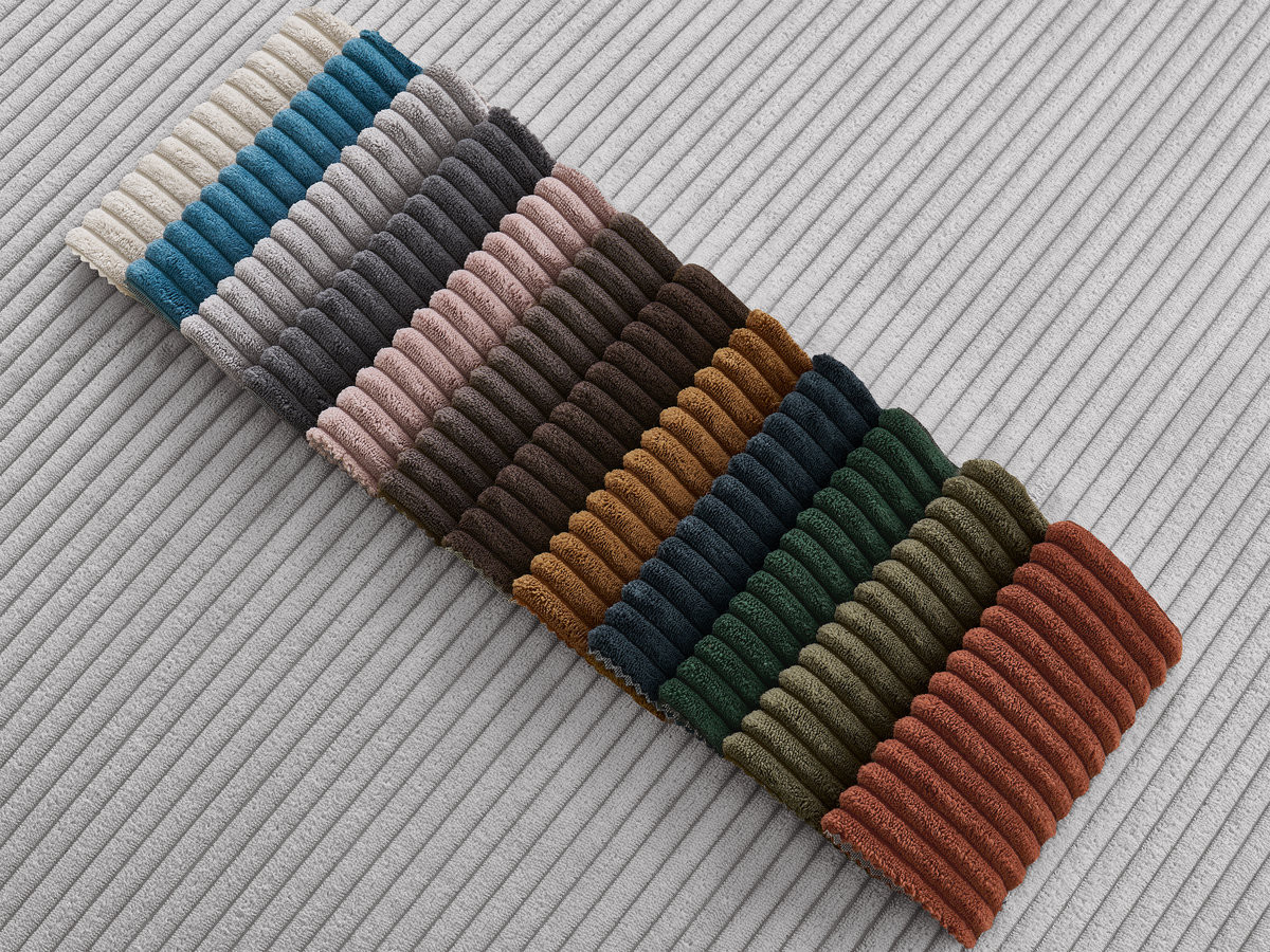 Bobochic Enore Ecksofa mit Pouf Cordsamt Hellgrau Ecke rechts