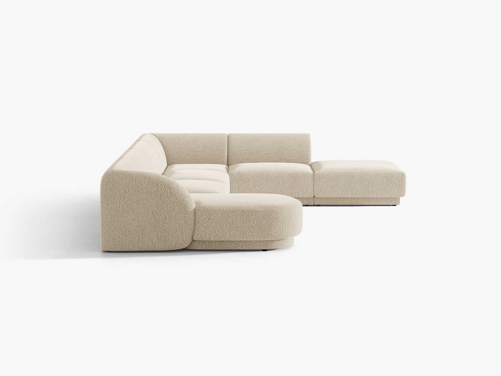 Micadoni Panorama-Ecksofa Miley 6-Sitzer Rechts Boucle Baloo Beige