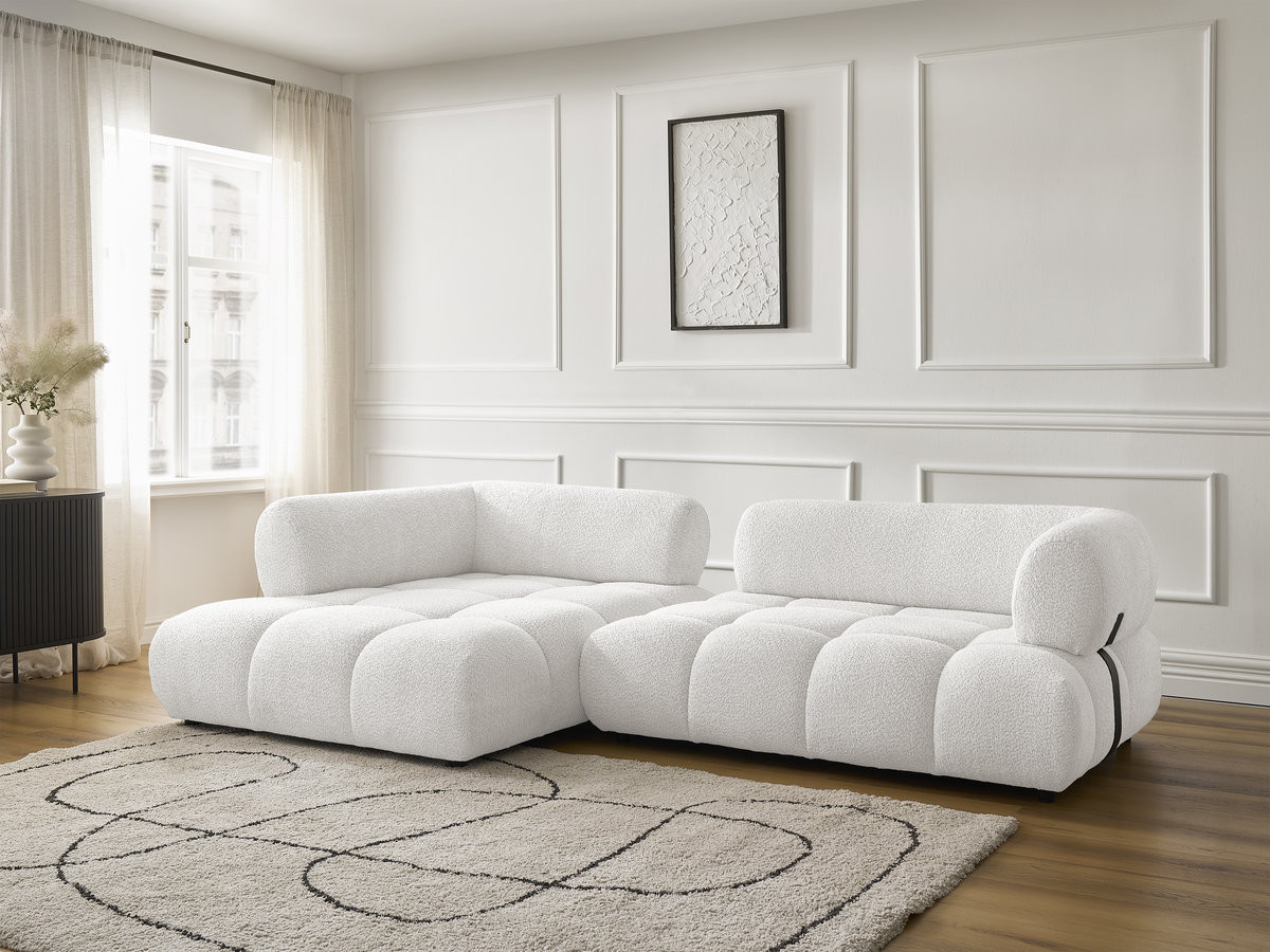 Bobochic Alya Ecksofa Bouclé-Stoff Weiß Ecke links