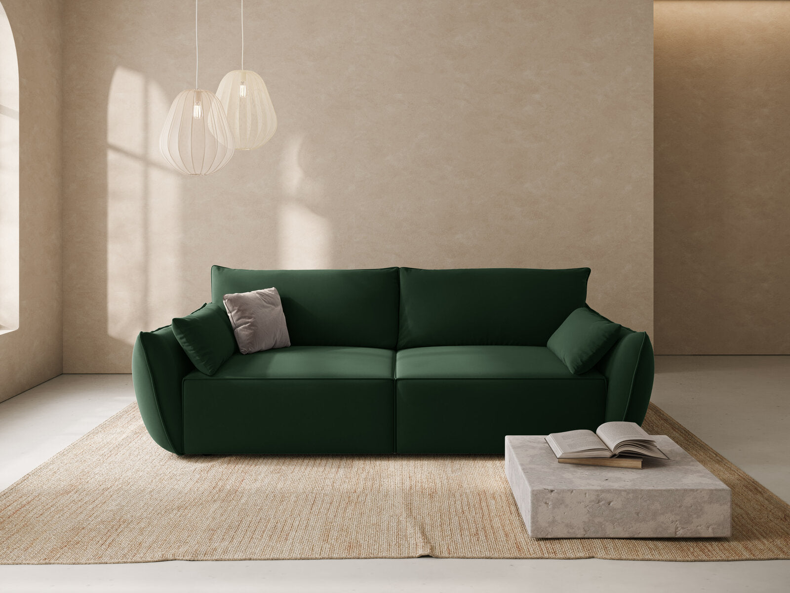 Micadoni Kaelle Schlafsofa 3-Sitzer mit Bettkasten Samt Bluvel Flaschengrün