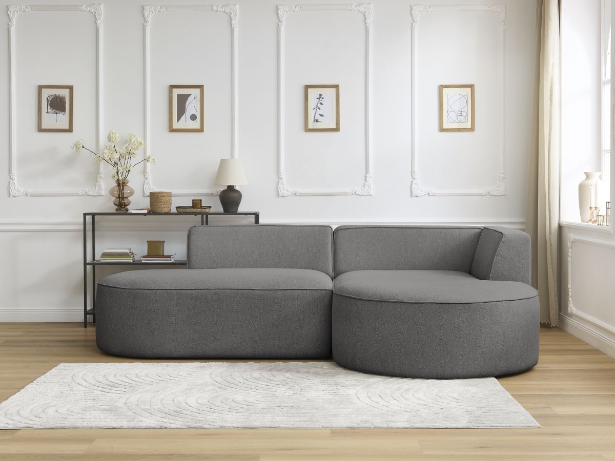 Bobochic Rousseau Ecksofa Melange-Stoff Dunkelgrau Ecke rechts