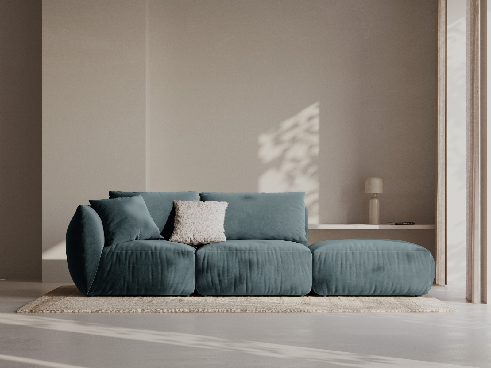 Micadoni Modulares Sofa Chris 3-Sitzer Rechts Samt Pastellblau