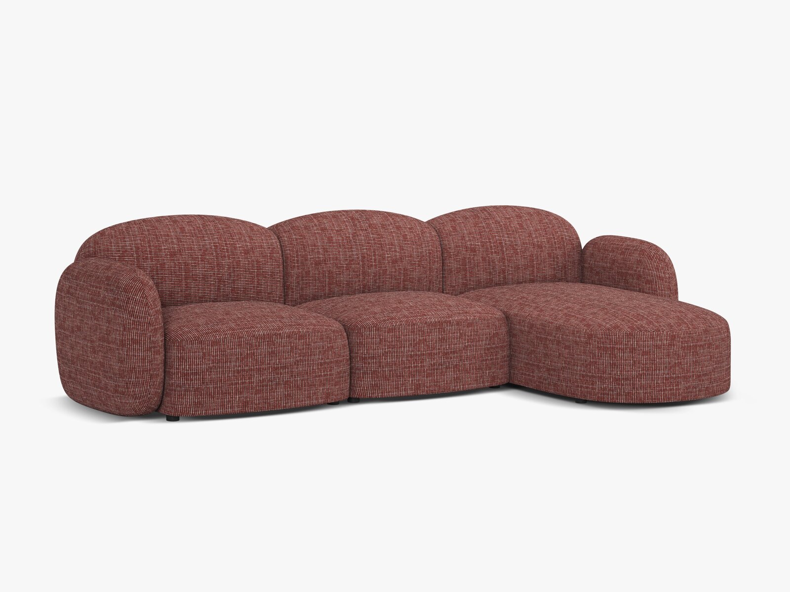 Micadoni Ecksofa Blair 4-Sitzer Rechts Strukturierter Stoff Baltimore Rot