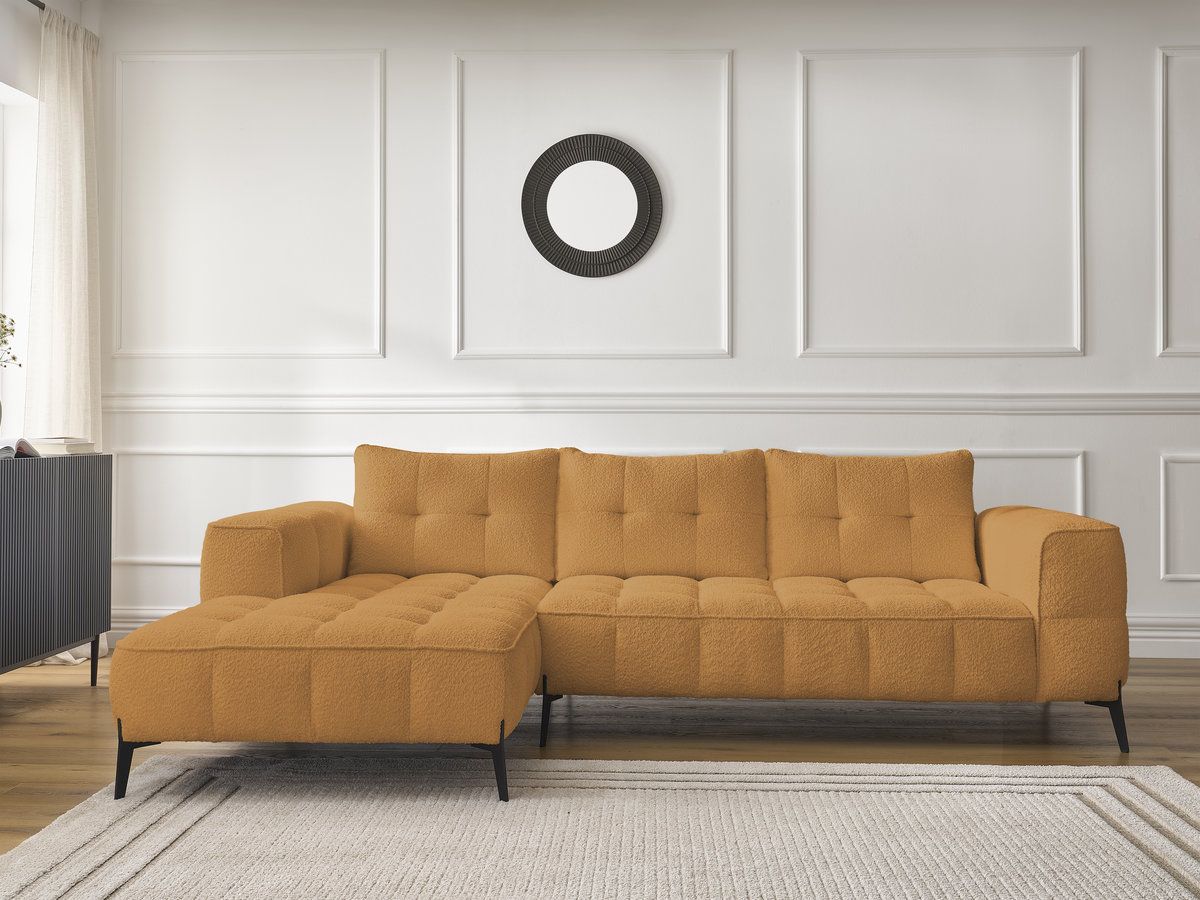 Bobochic Anis Ecksofa Bouclé-Stoff Gelb Ecke links