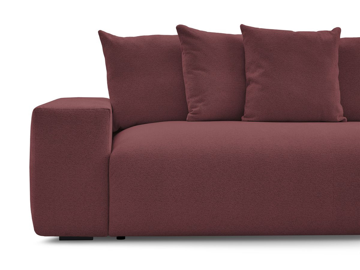 Bobochic Voltaire Schlafsofa 4-Sitzer mit Bettkasten und Pouf Melange-Stoff Rot