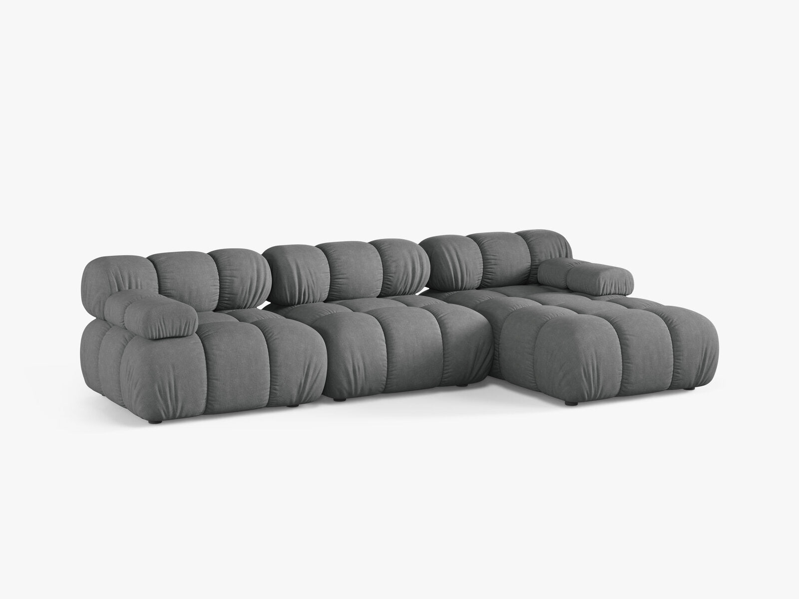 Micadoni Modulares Ecksofa Bellis 4-Sitzer Rechts Strukturierter Stoff Liberty Grau