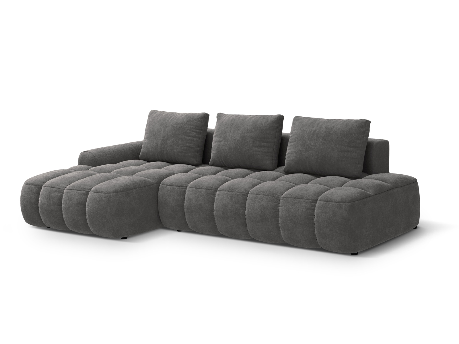 Cosmopolitan Design Ecksofa Linz 3-Sitzer offen mit Schlaffunktion Samt Vogue Grau Links
