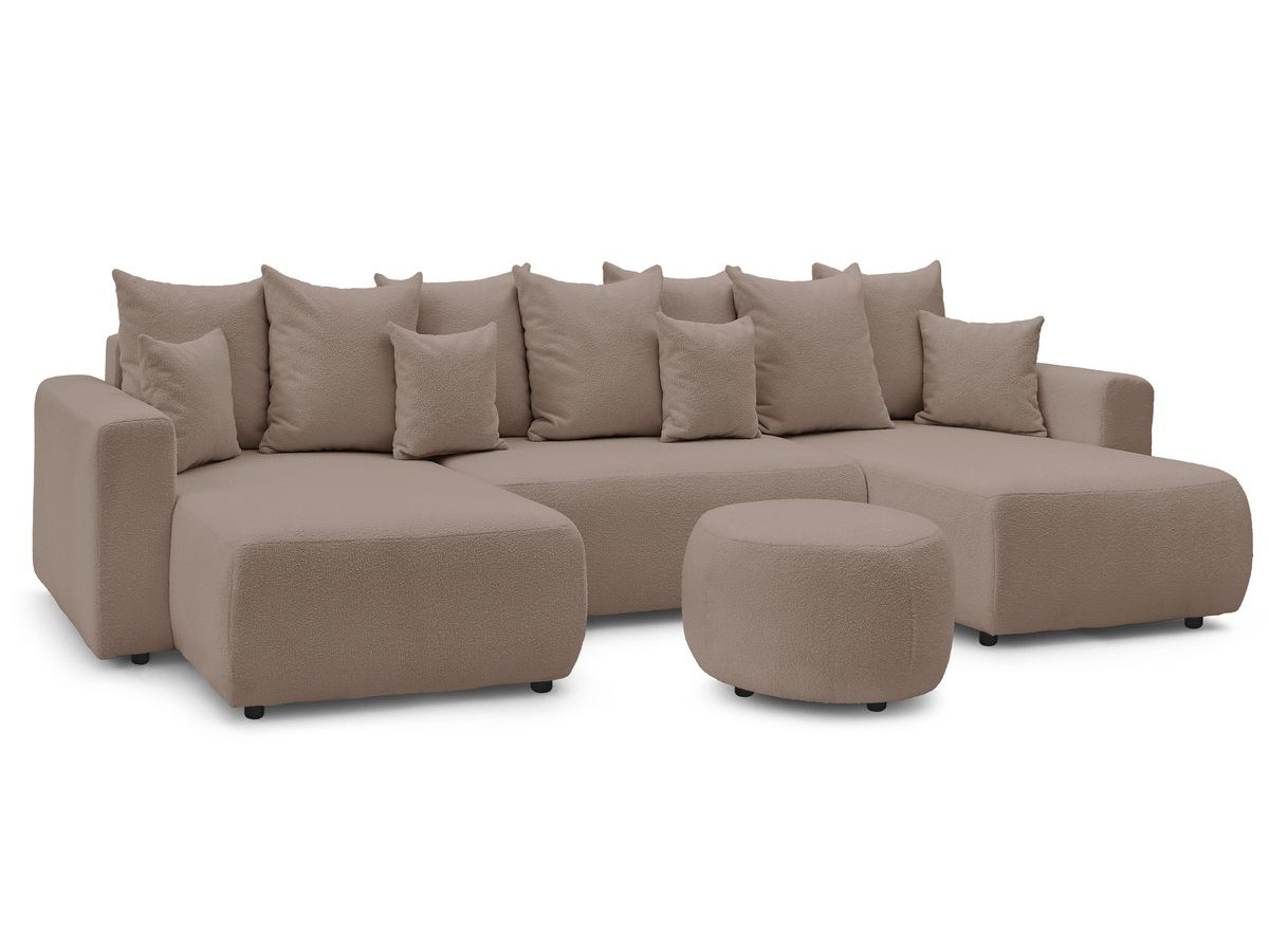 Bobochic Envy Wohnlandschaft mit rundem Pouf Bouclé-Stoff Braun