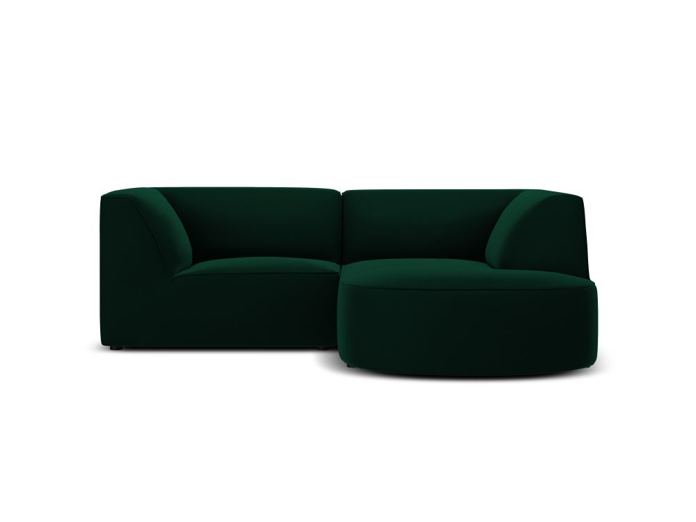 Cosmopolitan Design Ecksofa Siena 3-Sitzer abgerundet Samt Salvador Flaschengrün Rechts
