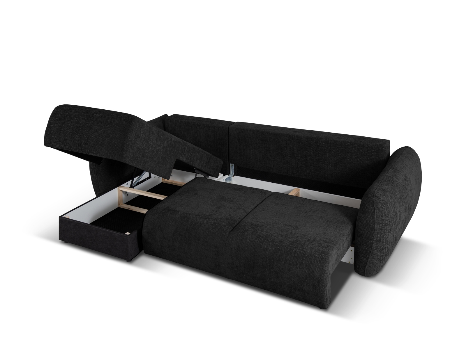 Cosmopolitan Design Ecksofa Matera 4-Sitzer mit Schlaffunktion Chenille Eden Anthrazit Links