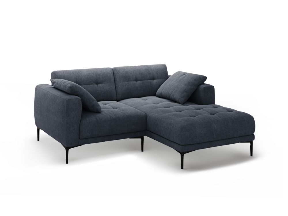 Cosmopolitan Design Ecksofa Lazio 2-Sitzer Strukturierter Stoff Sorella Dunkelblau Rechts