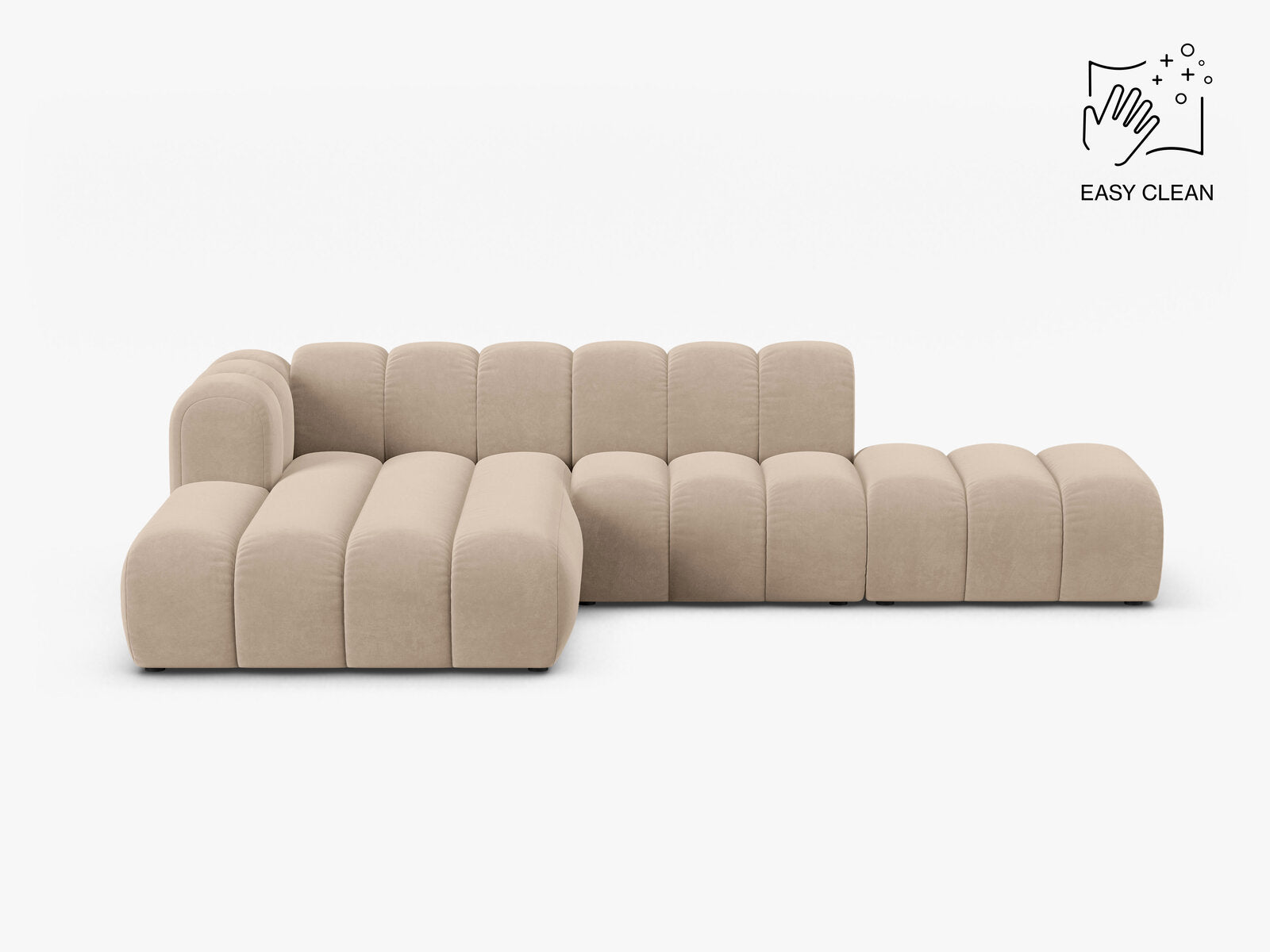 Micadoni Modulares Ecksofa offen Lupine 5-Sitzer Samt Venus Beige Links