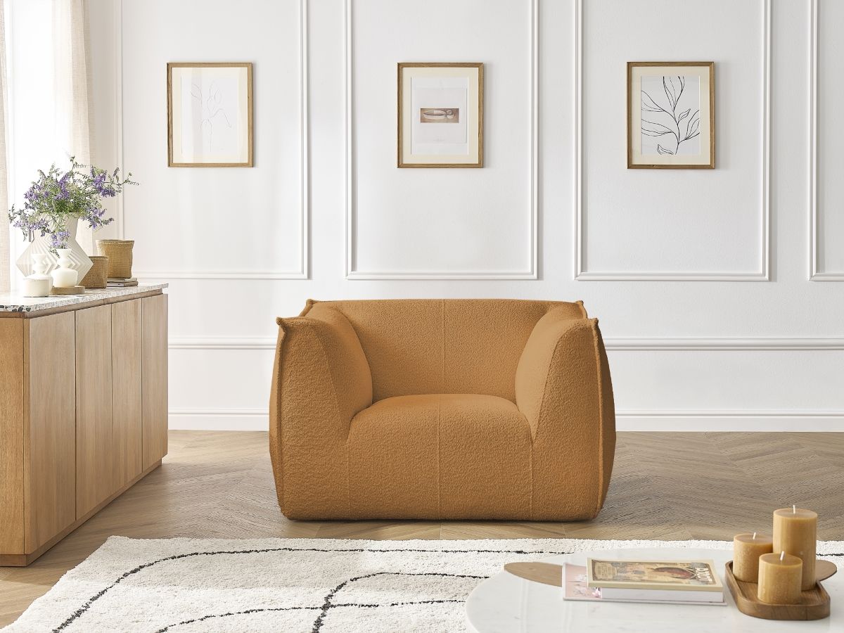Bobochic Giorgia Sessel Bouclé-Stoff Gelb