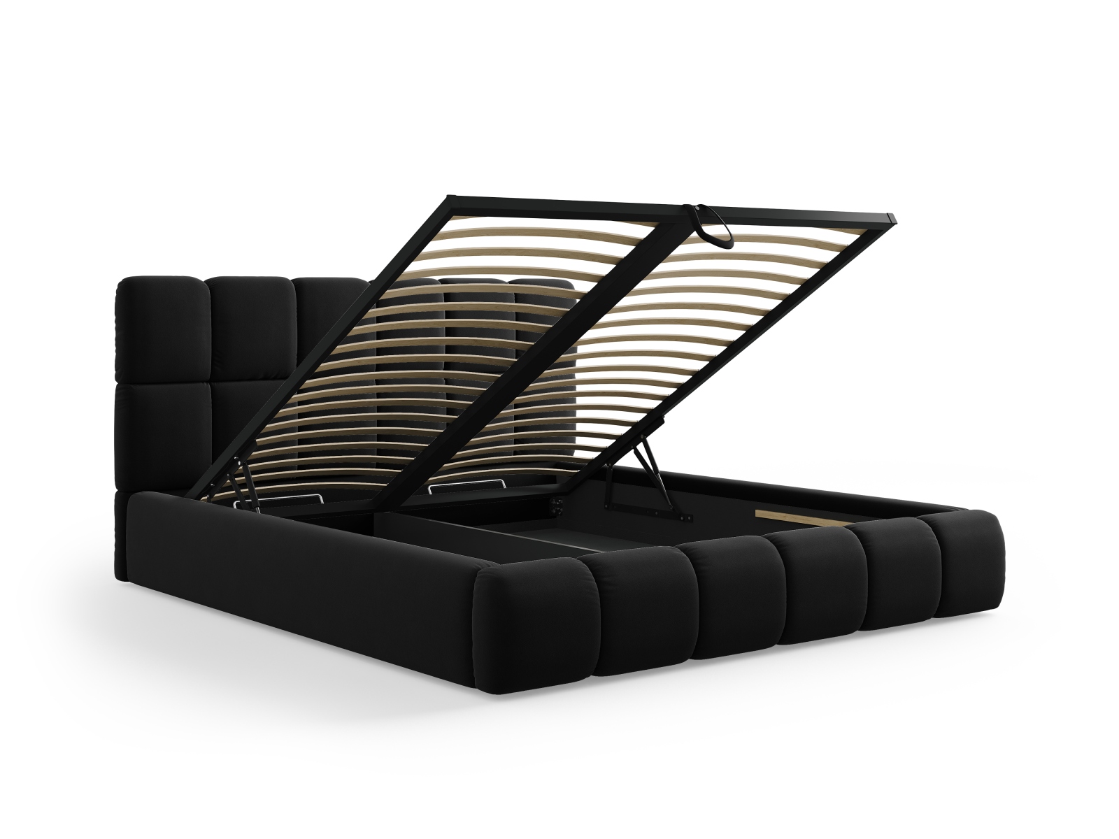 Micadoni Stauraumbett mit Kopfteil Bellis Samt Bluvel Schwarz 160x200