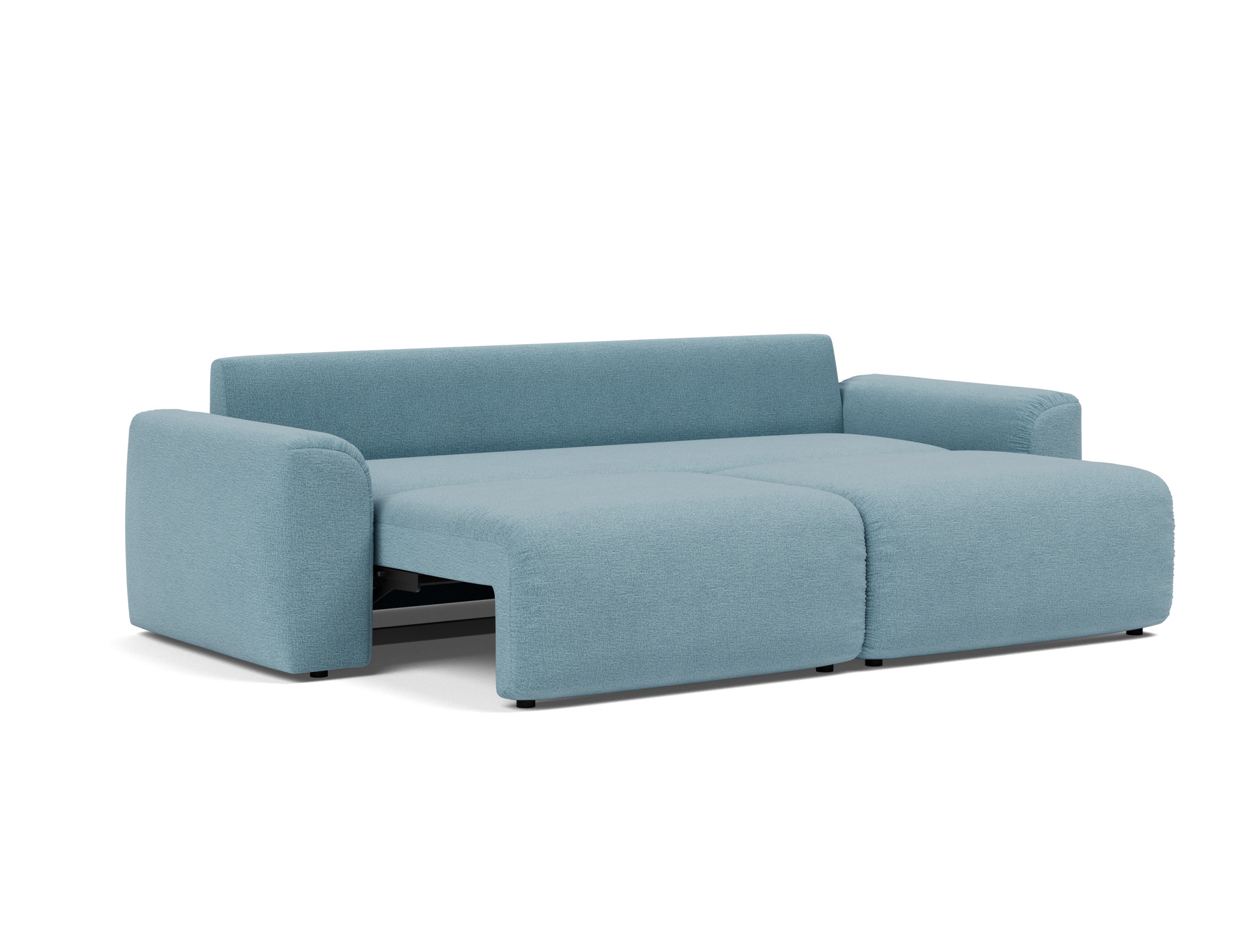 Schlafsofa Norum mit Chunky-Armlehnen Flachgewebe Mixed Dance 525-Light-Blue