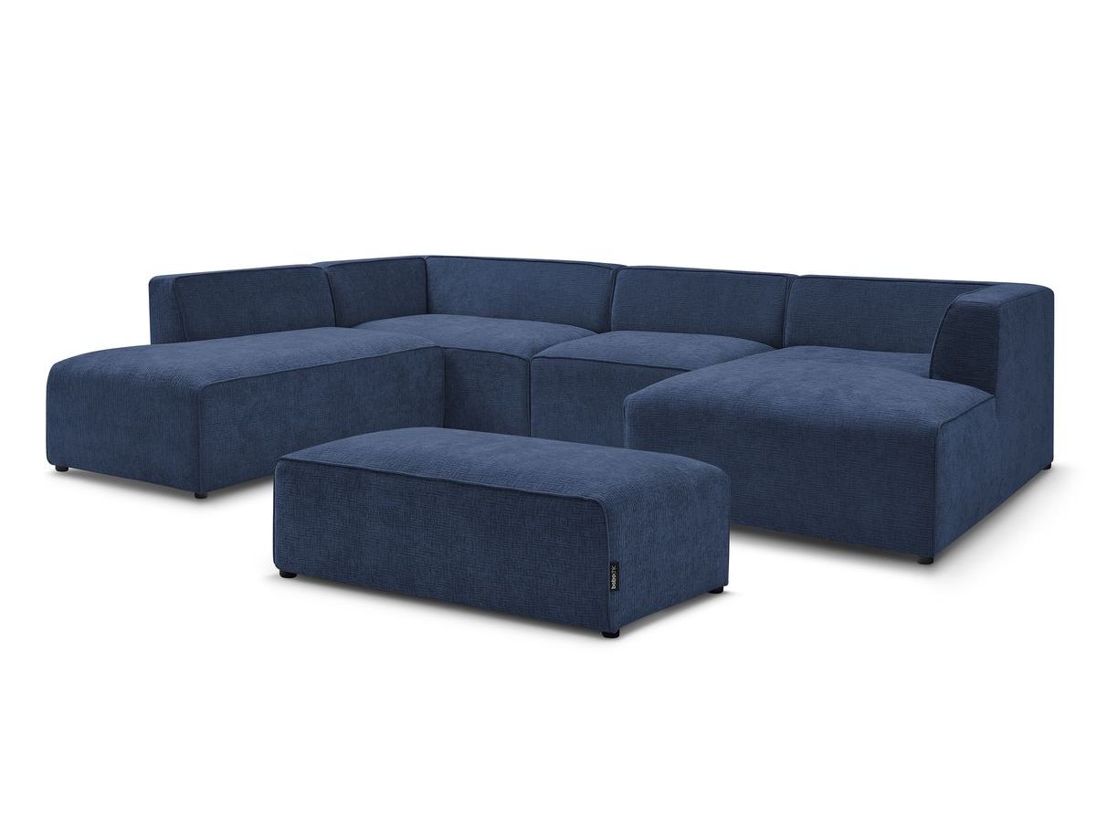 Bobochic Megeve Wohnlandschaft mit Pouf Strukturstoff Dunkelblau Ecke rechts